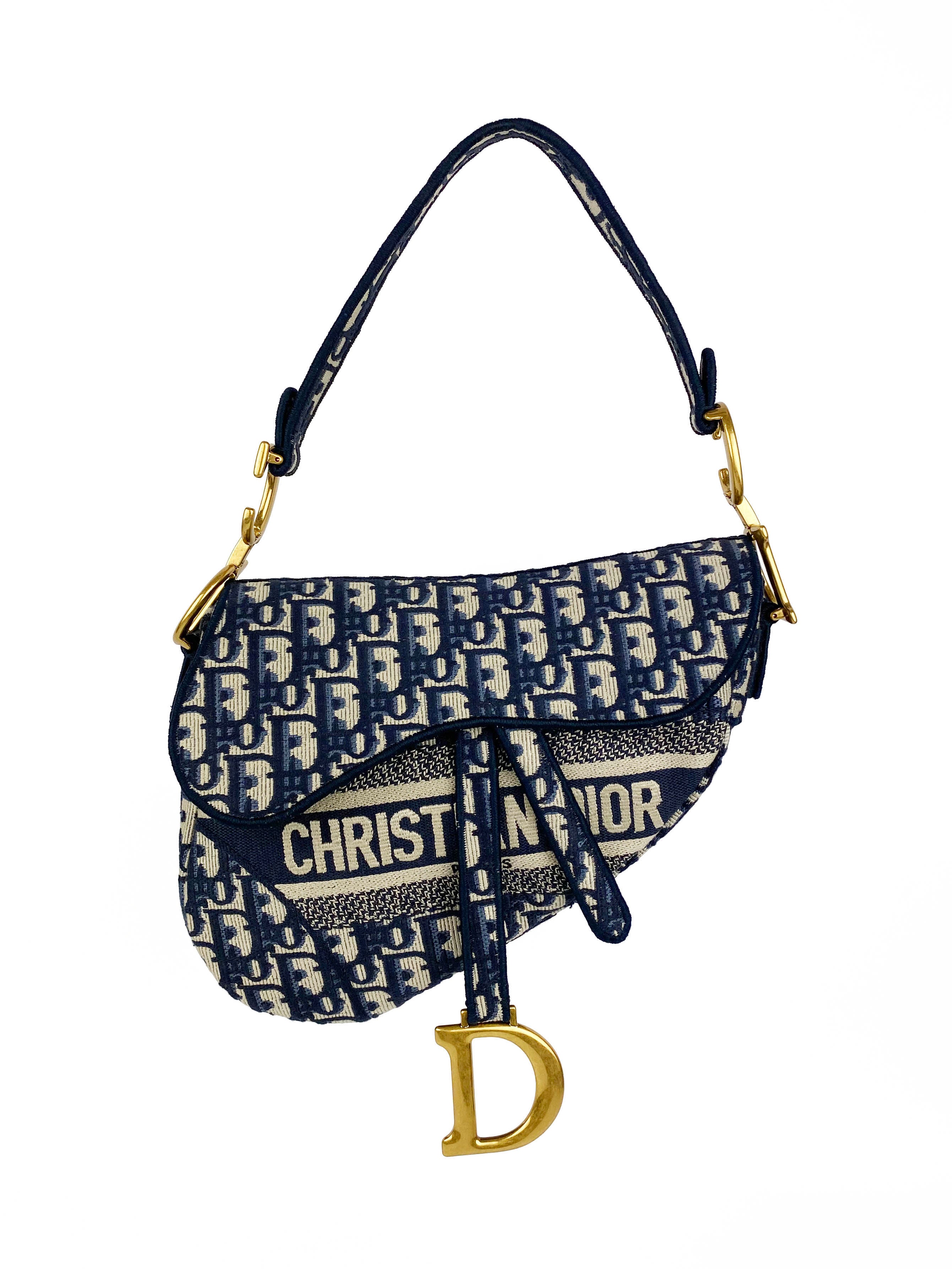 Christian Dior Blue Oblique Saddle Bag - Luxury Designer Crossbody Purse for Women | Perfect for Date Night, Parties & Special Occasions