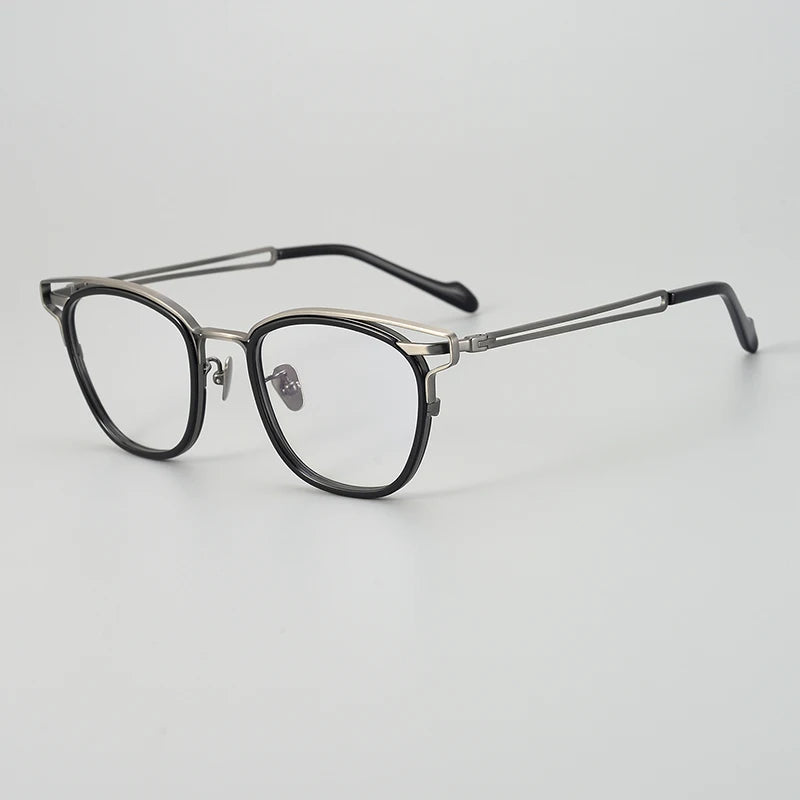Stylish Unisex Square Titanium Acetate Eyeglasses - Lightweight & Durable Full Rim Glasses for Men & Women - Perfect for Reading, Work & Everyday Fashion