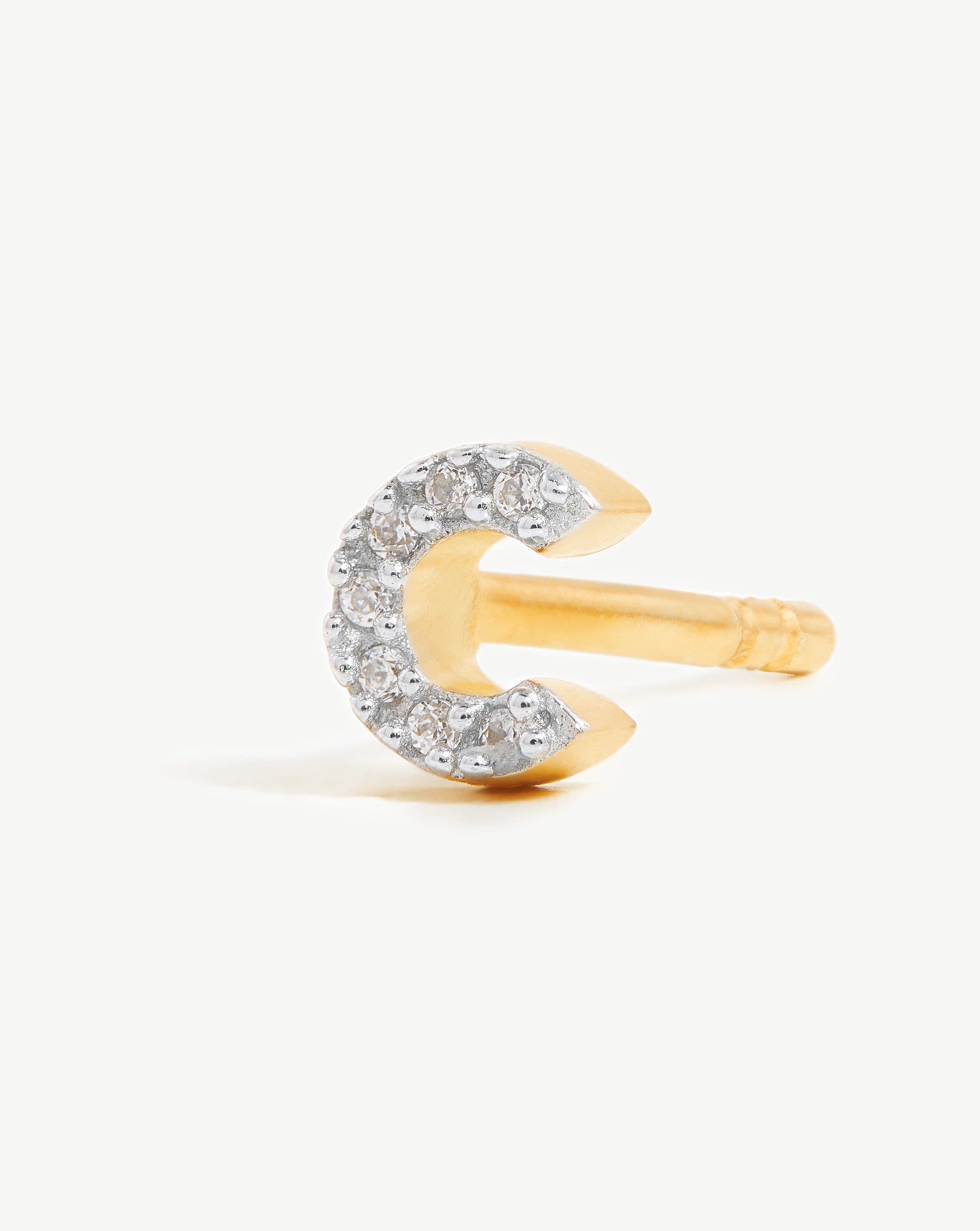Pave Initial Single Stud Earring - Personalized 18k Gold Vermeil Cubic Zirconia Monogram Jewelry for Women | Perfect Gift for Birthday, Anniversary & Everyday Elegance