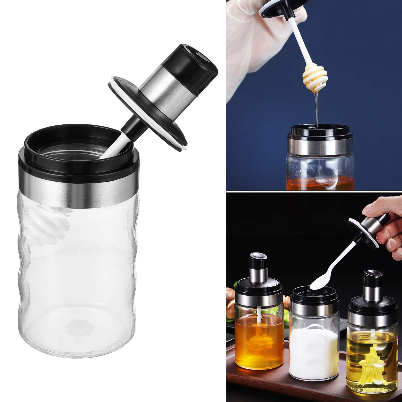 Premium Hemoton 1-Piece Glass Spice Jar with Airtight Lid - Perfect for Storing Pepper, Seasonings & BBQ Spices | Durable Stainless Steel & Plastic Design for Kitchen, Pantry & Outdoor Cooking