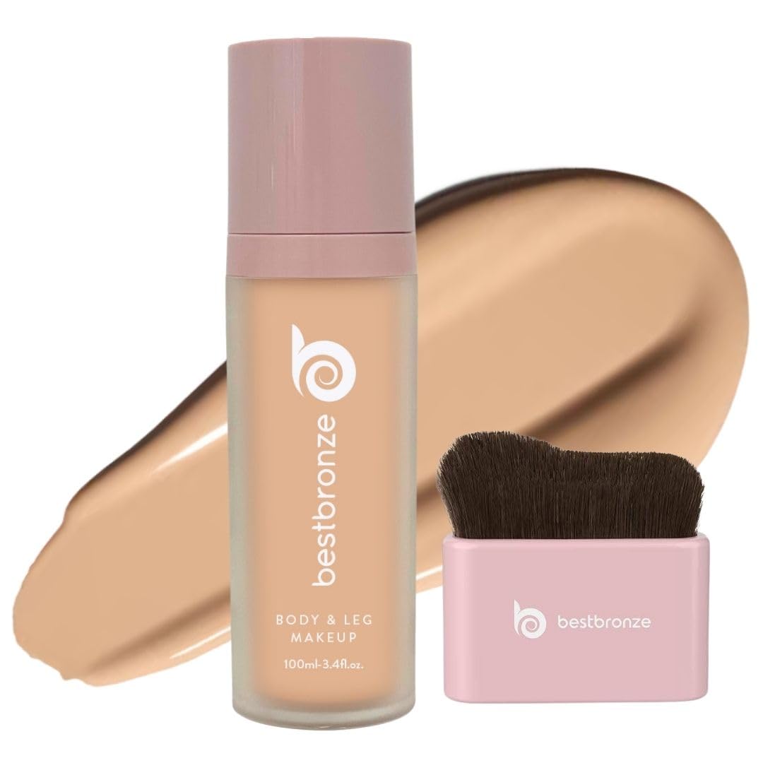 Best Bronze Bombshell Body & Leg Makeup Kit - Waterproof Leg Concealer with Foundation Brush - Full Coverage Body Makeup for Scars, Veins & Imperfections (NC15) - Perfect for Weddings, Photos & Special Occasions