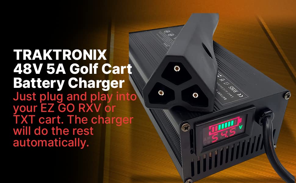 48V Golf Cart Battery Charger with LCD Display - Fast Charging for EZGO, Club Car, Yamaha Golf Carts | Perfect for Golf Courses, Resorts & Home Use