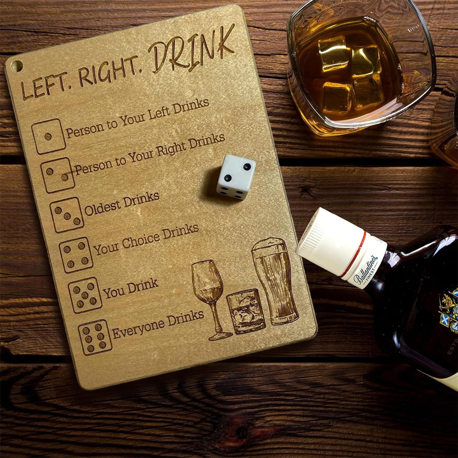 Left Right Center Drinking Game Set - Fun Party Dice Game with Plates & Bags for Adults - Interactive Social Board Game for Bars & Gatherings - Perfect for Game Nights, Bachelor Parties & Social Events (1pc)