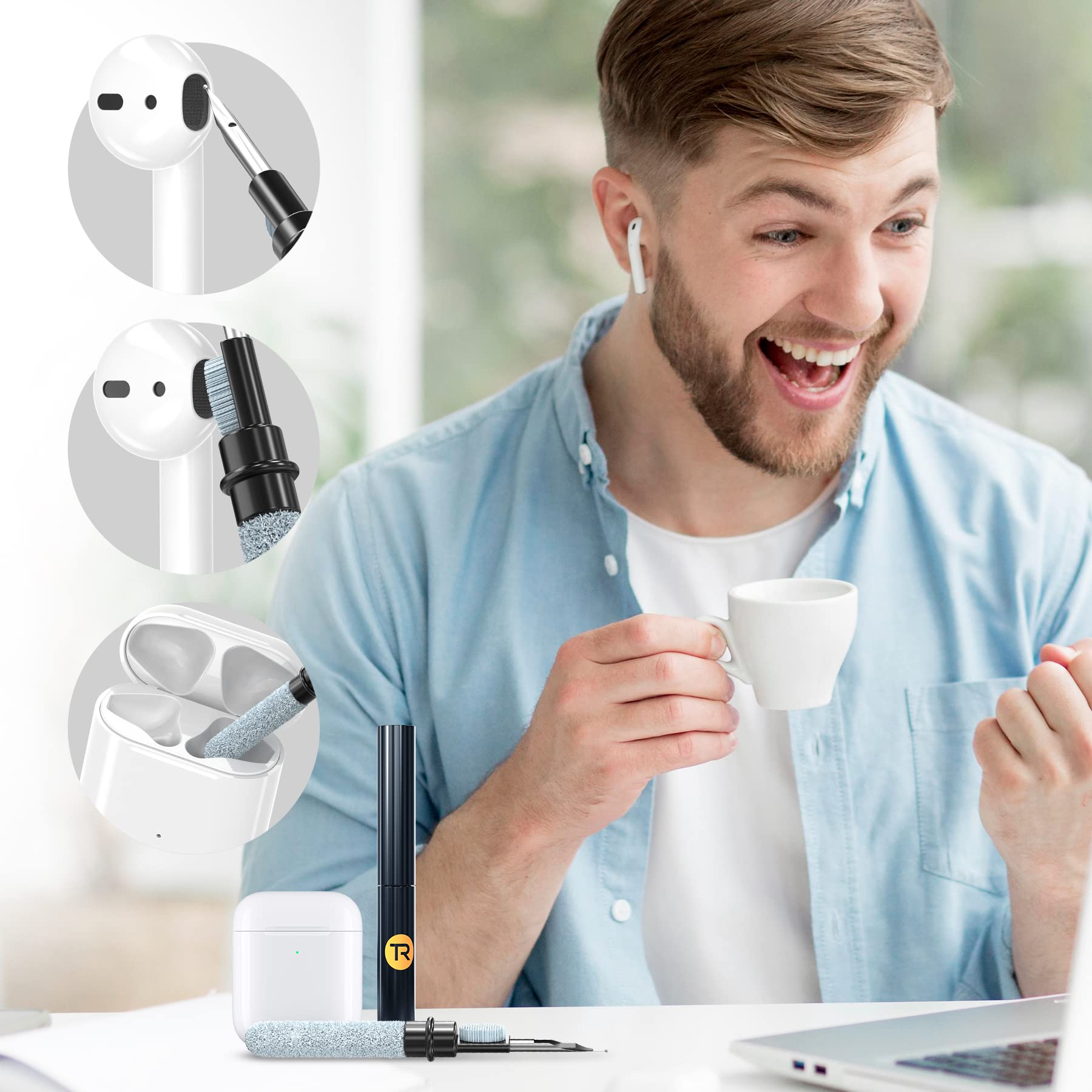 AirPods Cleaning Kit - 3-in-1 Earphone Cleaner for AirPods Pro & Samsung | Home & Travel Use
