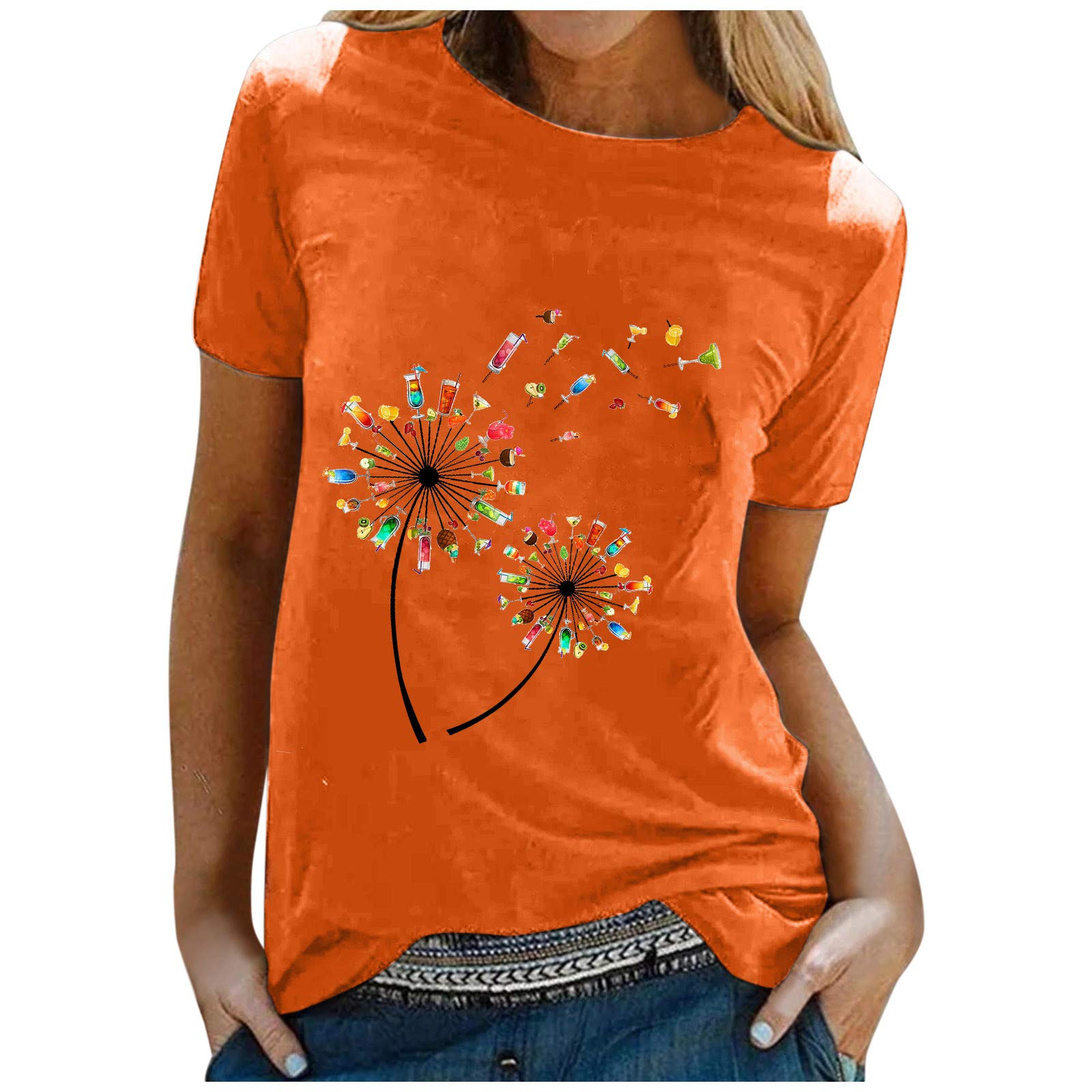 Funny Women's T-Shirts - Casual Summer O-Neck Gradient Printed Short Sleeve Blouses | Perfect for Beach Outings, Parties & Everyday Wear