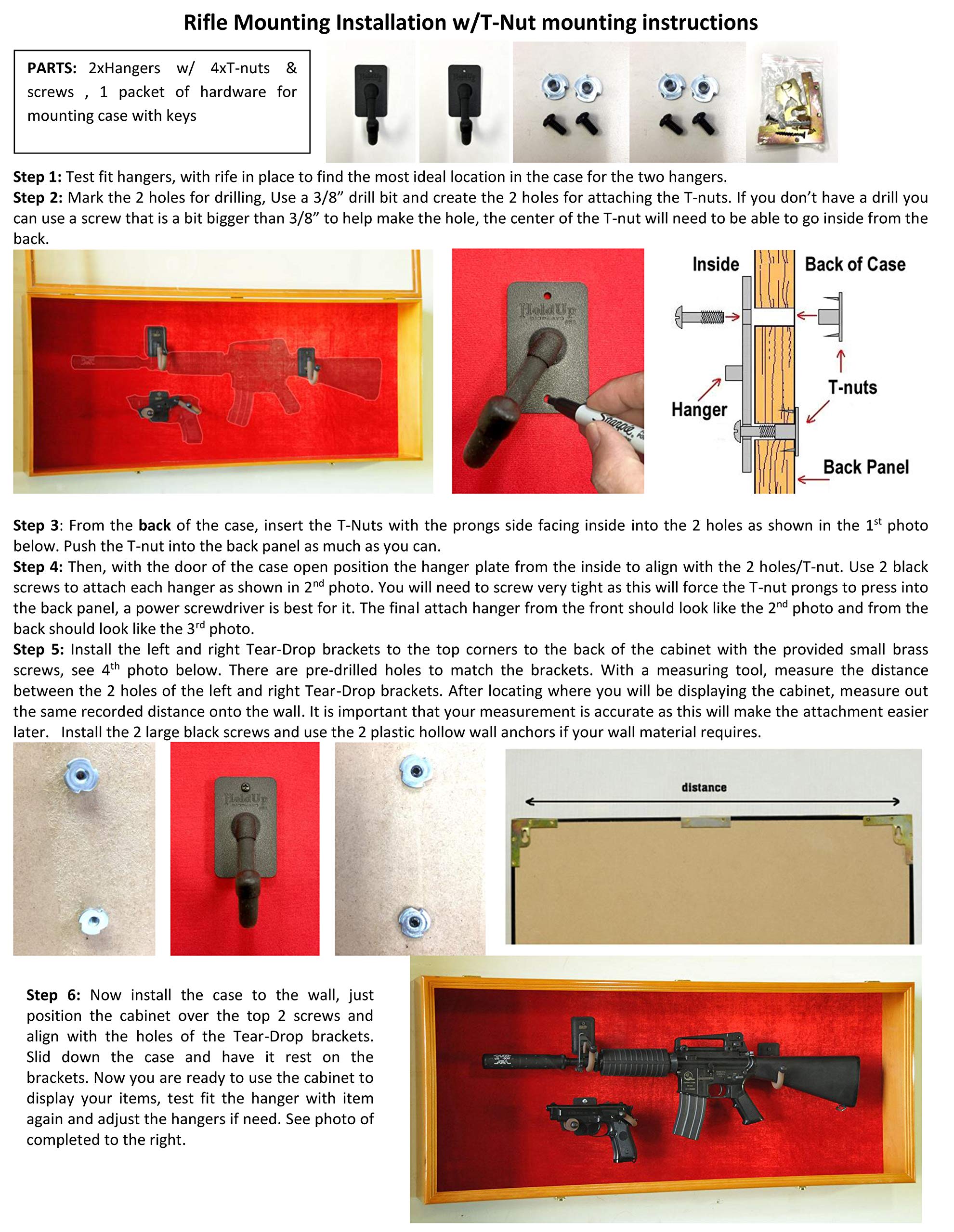 Lockable Walnut Rifle Display Case Wall Rack Cabinet with UV Protection - Secure Gun Storage for Home, Office, or Hunting Lodge
