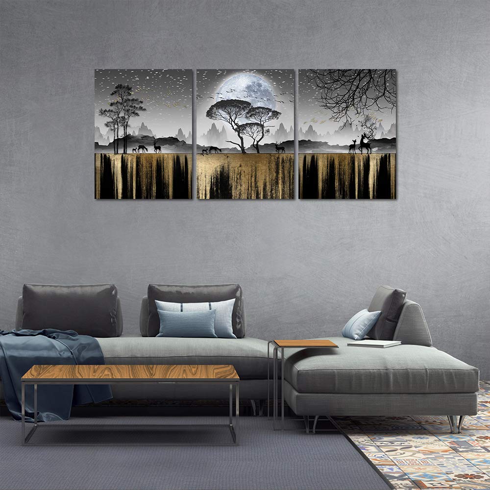 Black and White Tree Canvas Wall Art - Modern Family Home Decor for Living Room, Bedroom, Office & Kitchen - Inspirational Wall Print for Housewarming Gift & Interior Design