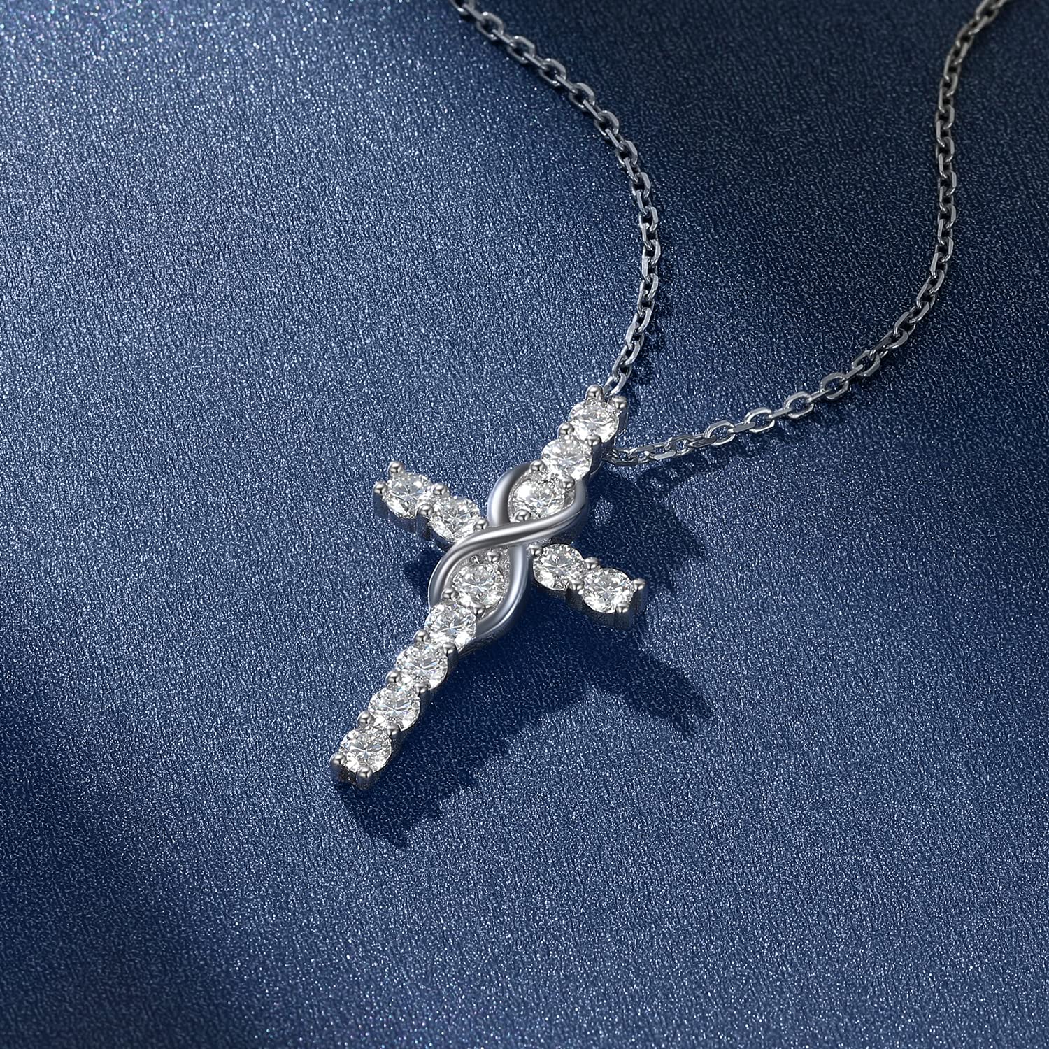 1.2Ct Moissanite Cross Necklace for Women - D Color VVS1 Lab Created Diamond, 925 Sterling Silver Pendant Necklace, Elegant Religious Jewelry Gift for Birthday, Christmas, Anniversary - Perfect for Church, Weddings & Special Occasions