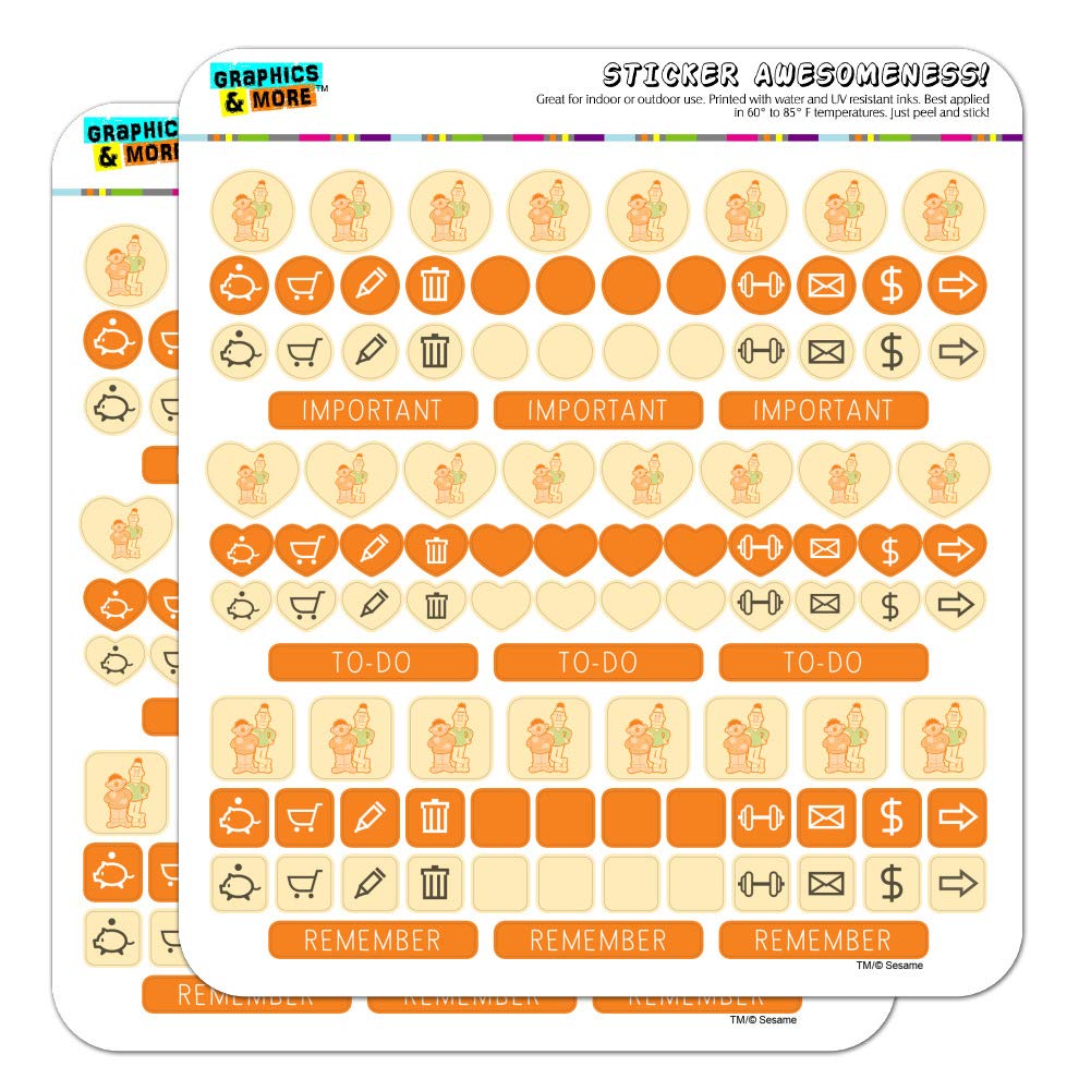 Sesame Street Bert and Ernie Vintage Sticker Set - Planner, Calendar, Scrapbooking & Crafting Supplies for DIY Projects, Journaling & Memory Keeping