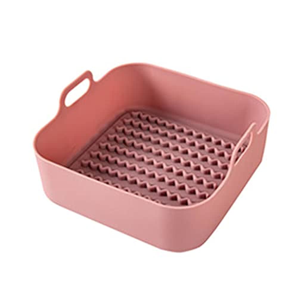Non-Stick Silicone Grill Pan for Air Fryer & Oven - Thickened Microwave Safe Baking Mat - Pink - Perfect for Grilling, Roasting & Baking Vegetables, Meats & Desserts