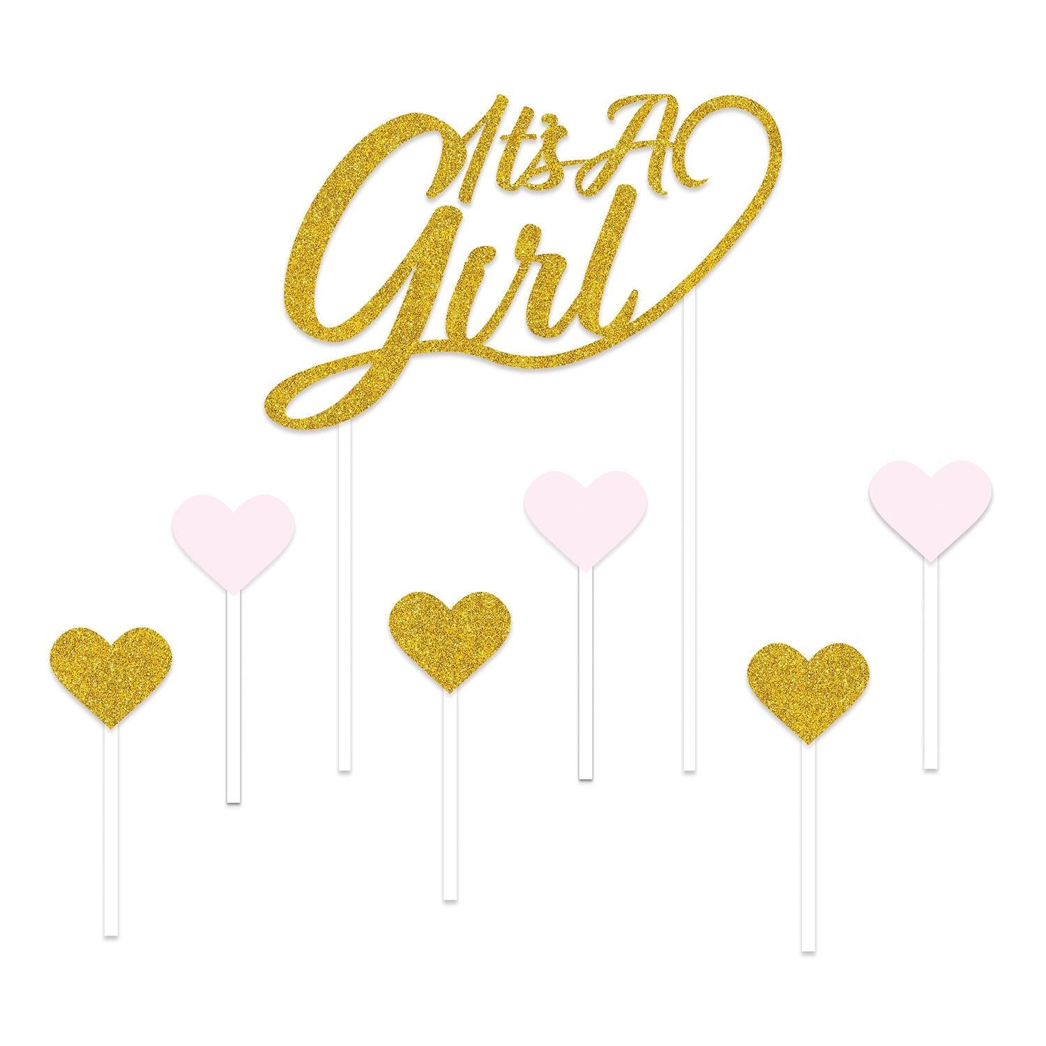 12 Pack Beistle It's A Girl Cake Toppers - Baby Shower Decorations for Gender Reveal Parties & Newborn Celebrations