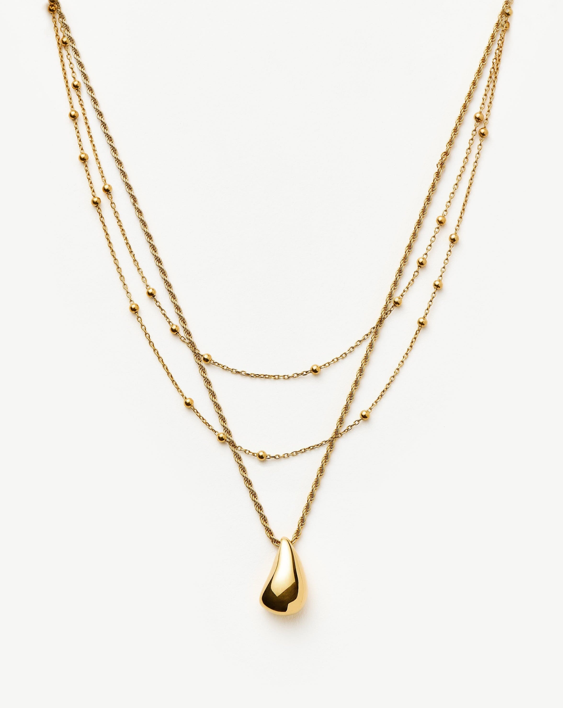Savi Droplet Pendant & Double Necklace Set - 18k Gold Vermeil Jewelry for Women | Elegant Layered Necklace for Date Night, Wedding & Everyday Wear