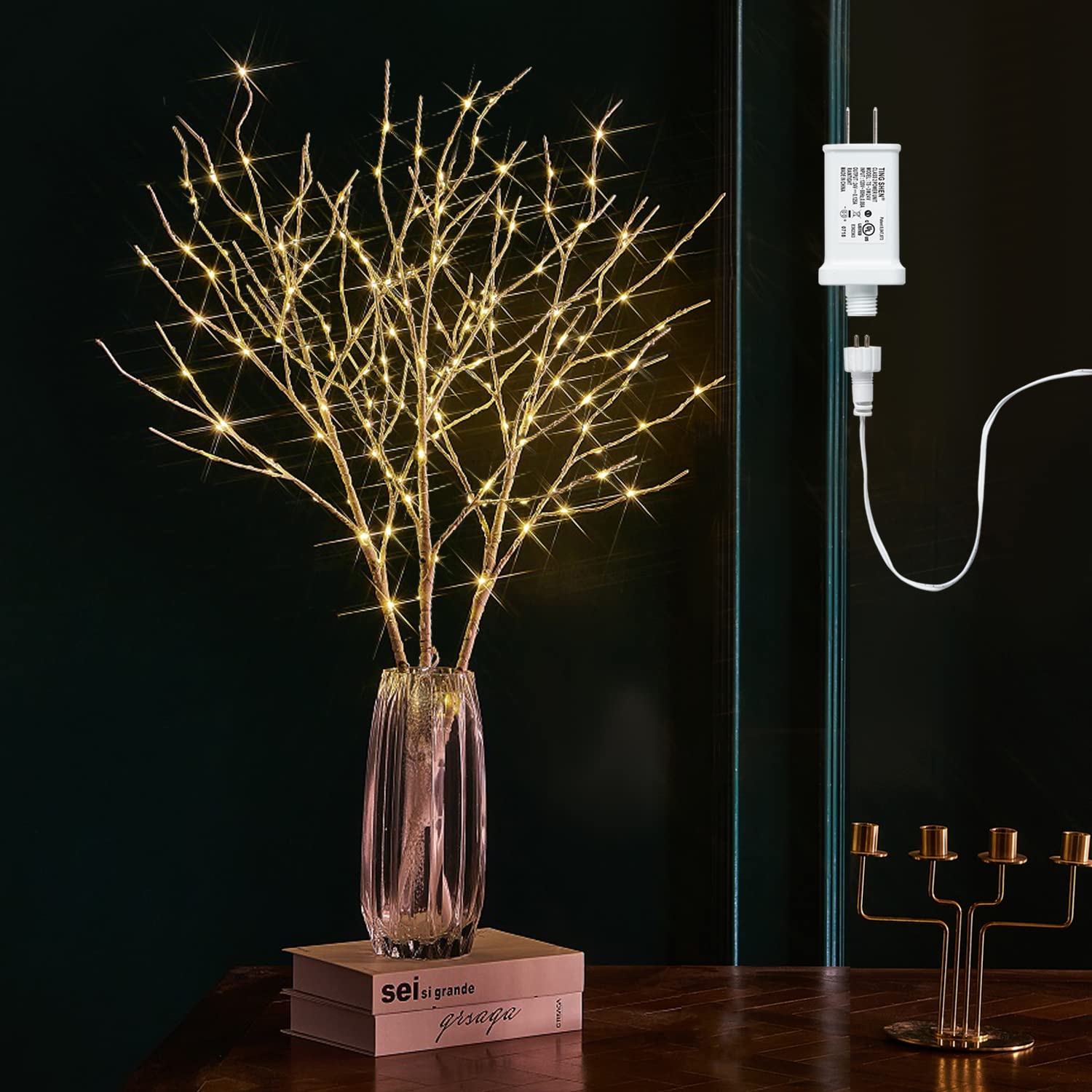 150 LED Fairy Lights with Timer - 32in Plug-in White Birch Twigs for Vase, Christmas & Home Decor (Indoor/Outdoor Use) - Perfect for Centerpieces, Weddings, Parties & Seasonal Displays