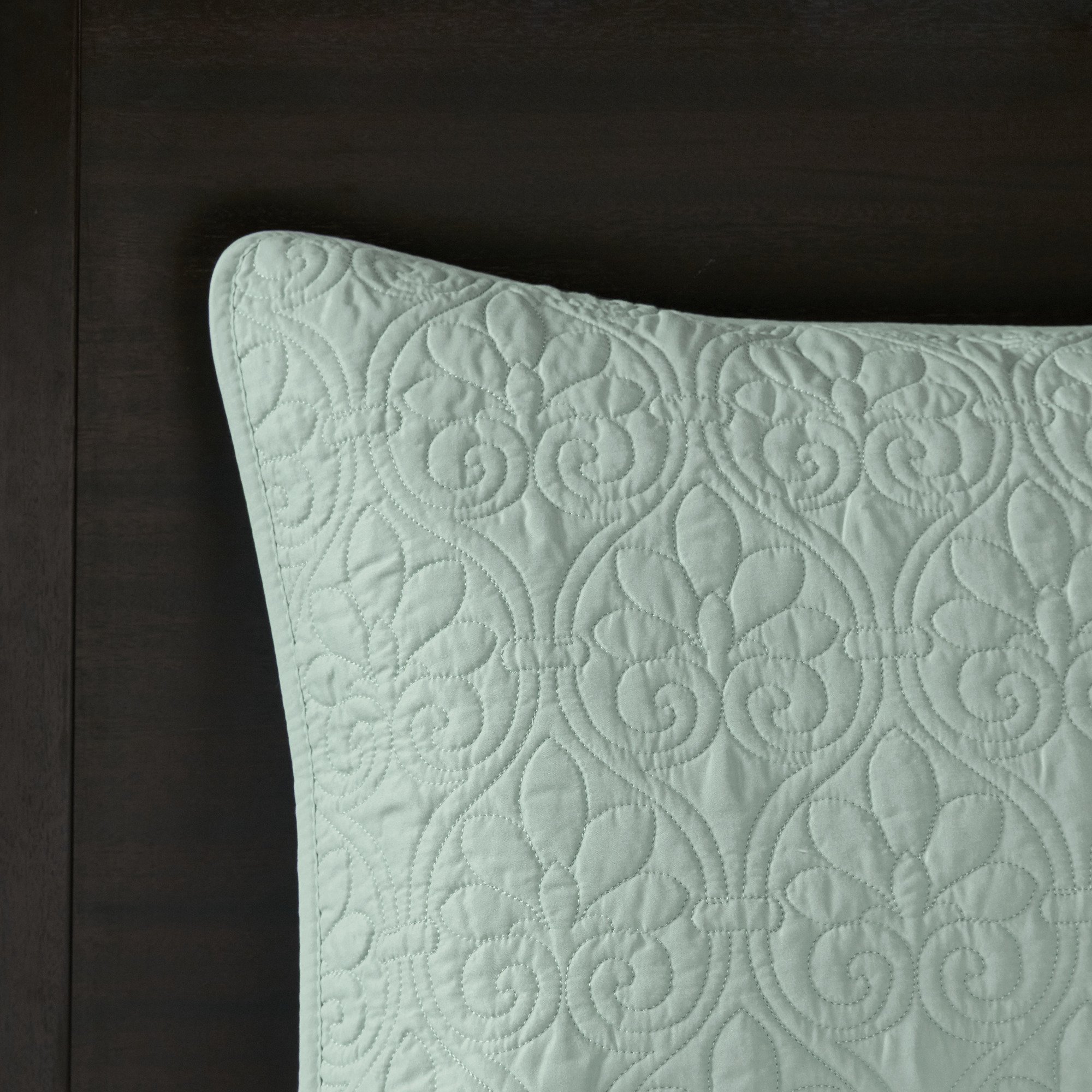 Madison Park Quebec King Size Quilt Set - Ultra Soft Microfiber Bedding, 3-Piece Seafoam Damask Pattern - Perfect for Master Bedroom, Guest Room & Cozy Home Decor