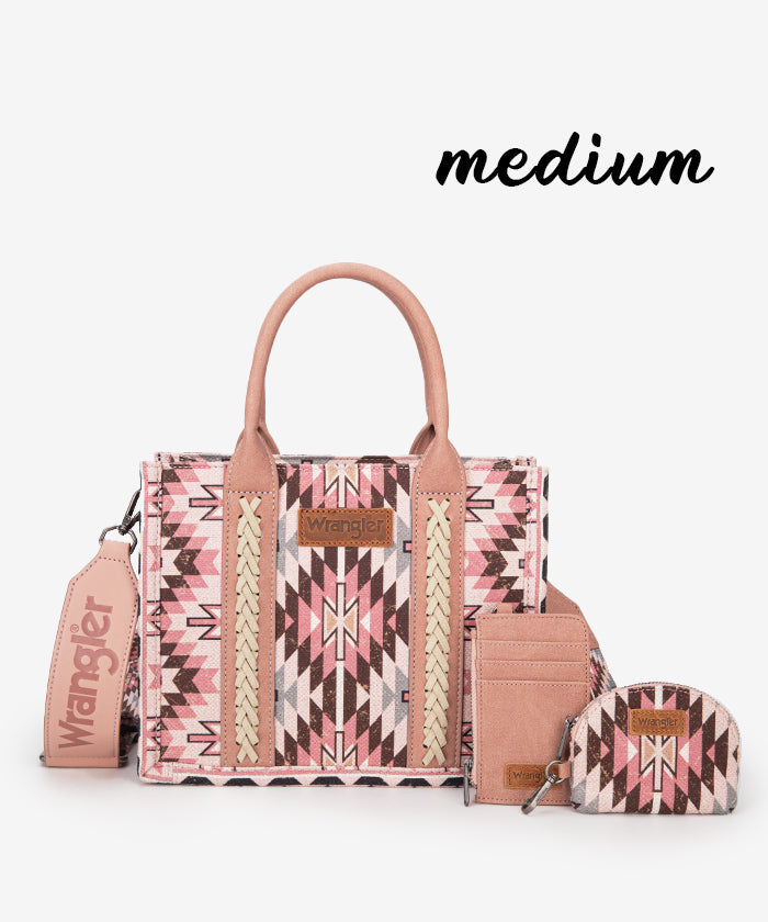 Wrangler Aztec Print Whipstitch Canvas Tote Bag Set - Stylish & Durable Handbag for Women, Perfect for Shopping, Beach & Everyday Use