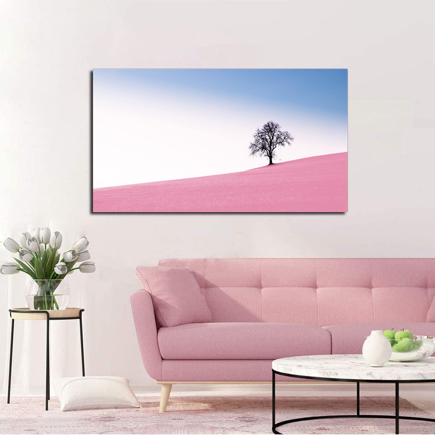 Pink Desert Sunset Canvas Wall Art - Framed Sand Dunes Painting for Home, Office, Bedroom & Living Room Decor | Ready to Hang | Perfect for Boho, Modern & Minimalist Interior Design