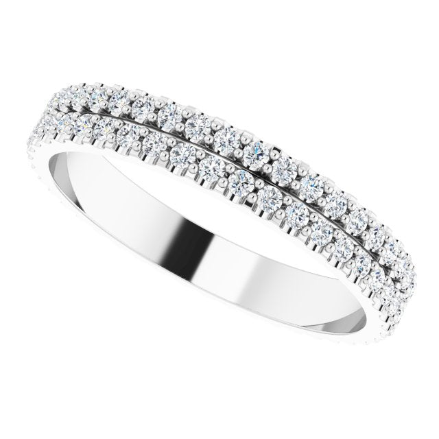 0.84 Carat Round Diamond Double Row Eternity Band Ring for Women - Perfect for Weddings, Anniversaries & Special Occasions