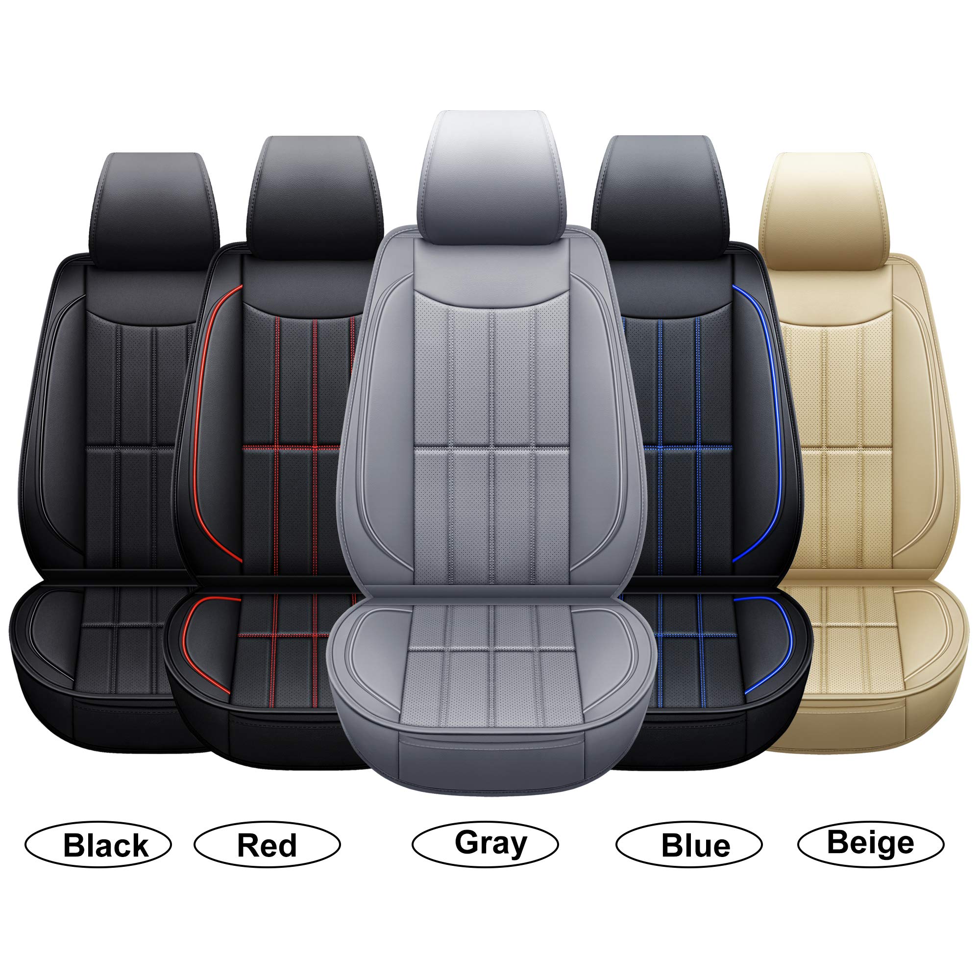 Premium AOOG Leather Car Seat Covers - Universal Leatherette Auto Seat Protectors for Cars, SUVs & Trucks | Waterproof, Non-Slip Vehicle Interior Accessories (Front Pair) | Perfect for Daily Commute, Road Trips & Family Travel