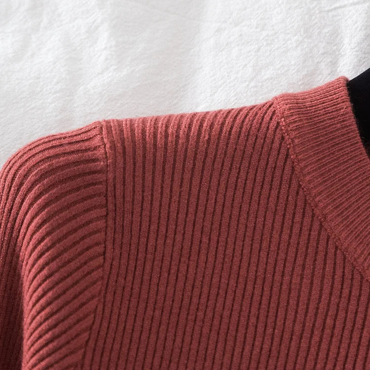 Thick Buttoned Long Sleeve O-Neck Sweater for Women - Cozy Winter Pullover for Casual Outfits & Office Wear