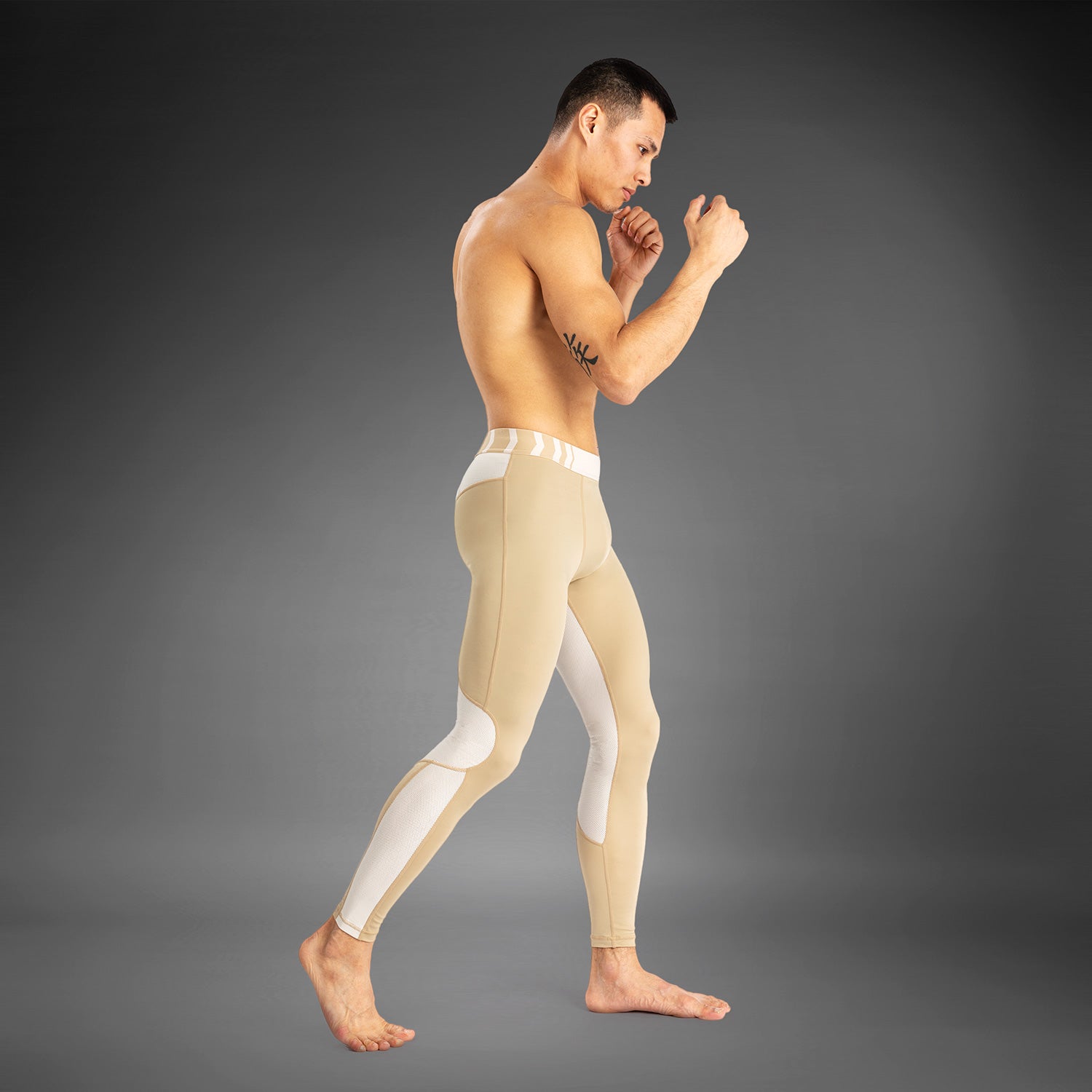 Venum Tempest Men's Spats - Beige/Sand - Compression Leggings for MMA, BJJ & Training - Moisture-Wicking & Breathable Workout Gear