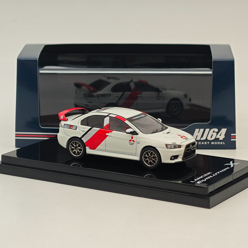 1/64 Scale Mitsubishi Lancer Evolution X Ralliart Diecast Model Car - White (HJ644053RA) | Collectible Hobby Japan Toy for Display, Racing Enthusiasts & Car Lovers