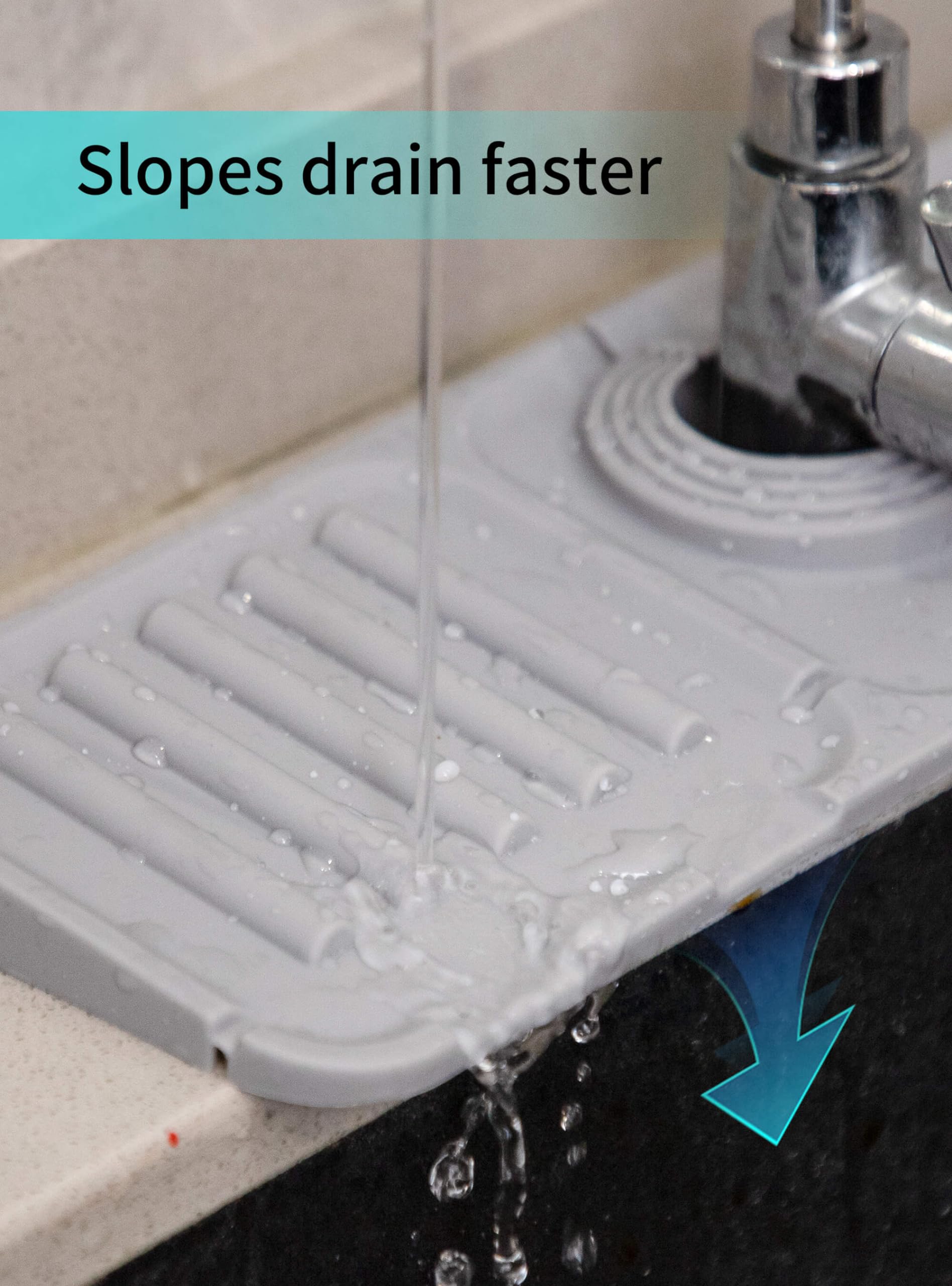 ARCLIBER Silicone Kitchen Sink Splash Guard with Drip Catcher Tray - 17.3