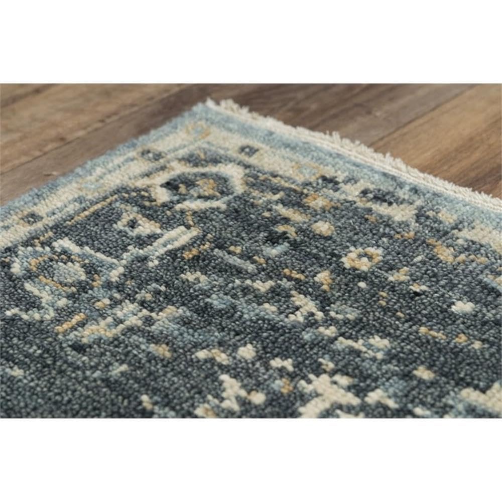 Hand-Knotted Blue Area Rug 9x12 - Traditional Decor for Living Room