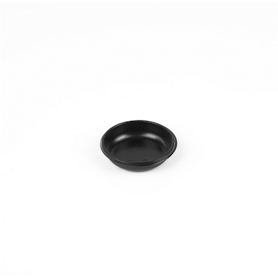 Bento Tek 2 oz Round Black Plastic Sauce Dish - 3 x 3 x 0.75 Inches - 100-Pack for Sushi, Condiments, and Meal Prep Containers