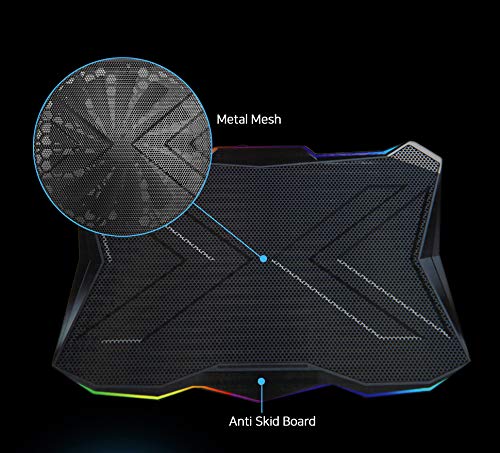 LETUSTO Laptop Cooling Pad with Quiet 17dBA Fan - Portable Laptop Cooler Stand for 15'' to 17'' Notebooks, Ergonomic Adjustable Height for Gaming, Office & Home Use