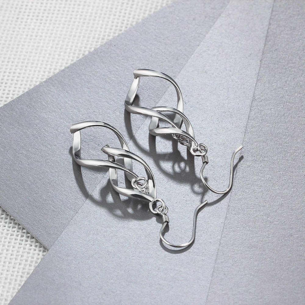 925 Sterling Silver Double-Linear Twist Wave Hook Earrings for Women & Girls | Elegant Dangle Earrings for Parties, Weddings & Everyday Wear