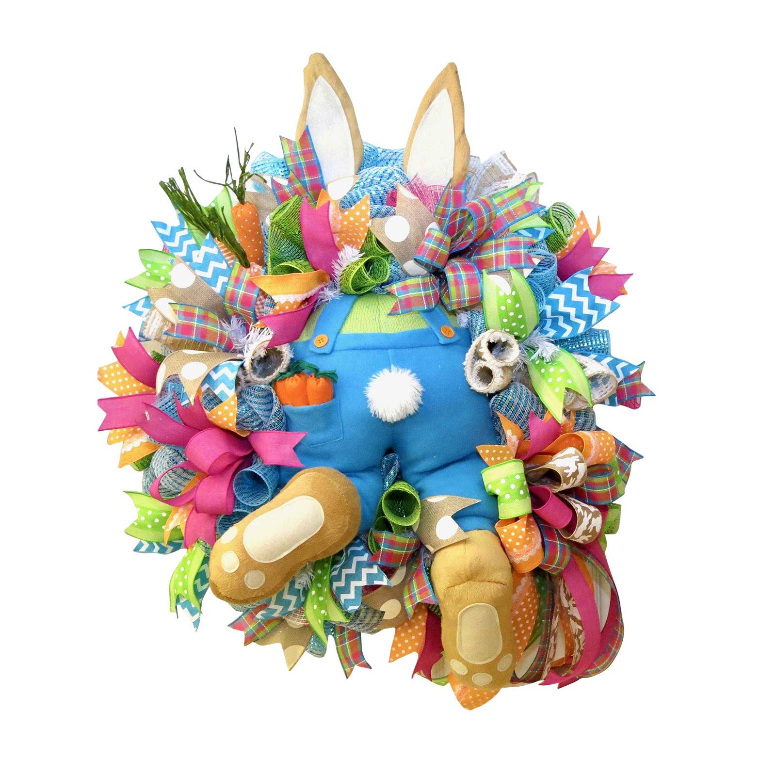 Taymeis Easter Bunny Wreath - Cute Rabbit Door Decor with Bunny Ears & Tail - Spring Front Door Wreath for Easter Home Decor - Perfect for Easter Front Porch, Spring Door Hanging, and Holiday Wall Decoration