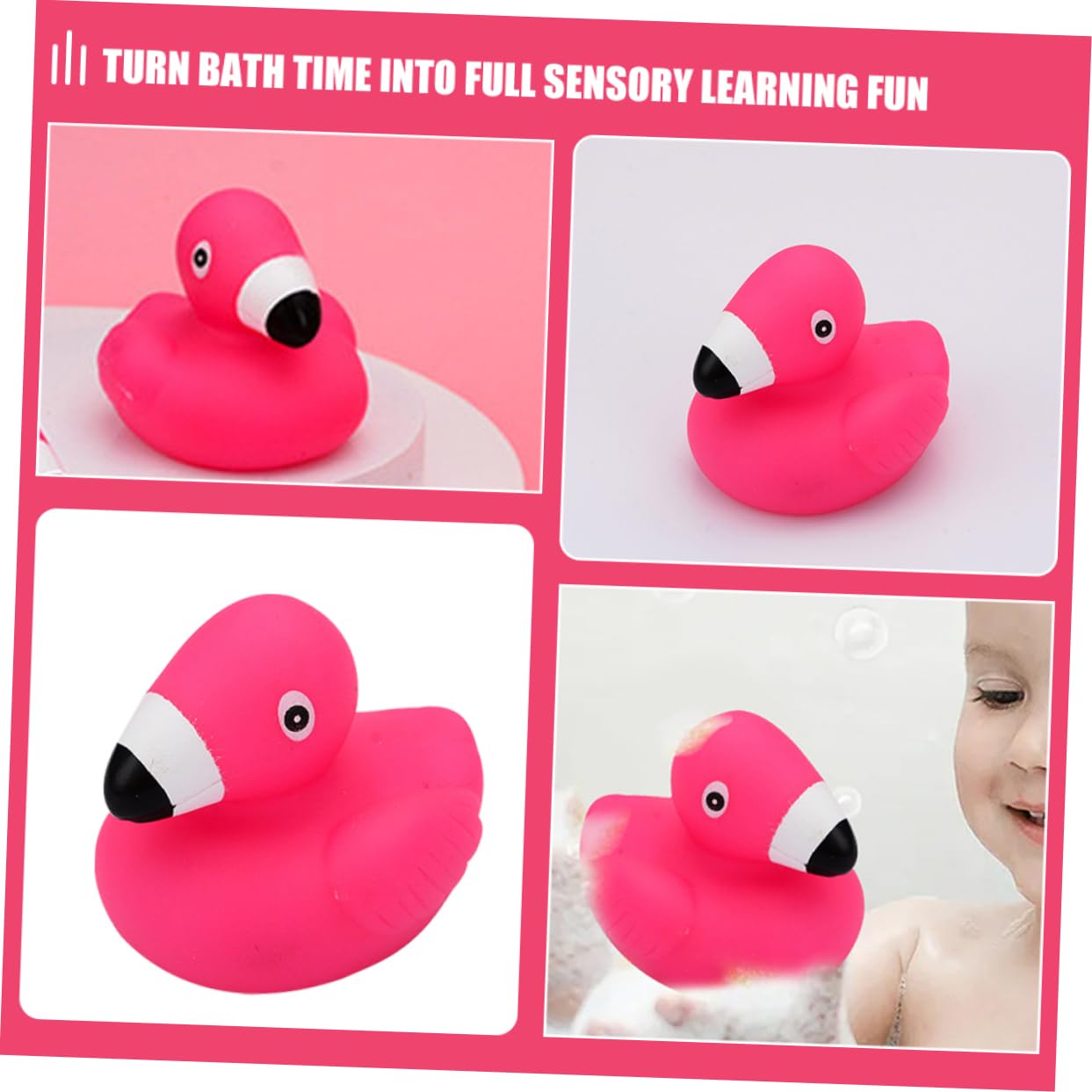 HOOTNEE 24-Piece Flamingo Bath Toys Set - Non-Toxic Vinyl Floating Duck Toys for Kids, Toddlers & Babies - Fun Bathtub Accessories for Bath Time Play & Pool Party Decorations