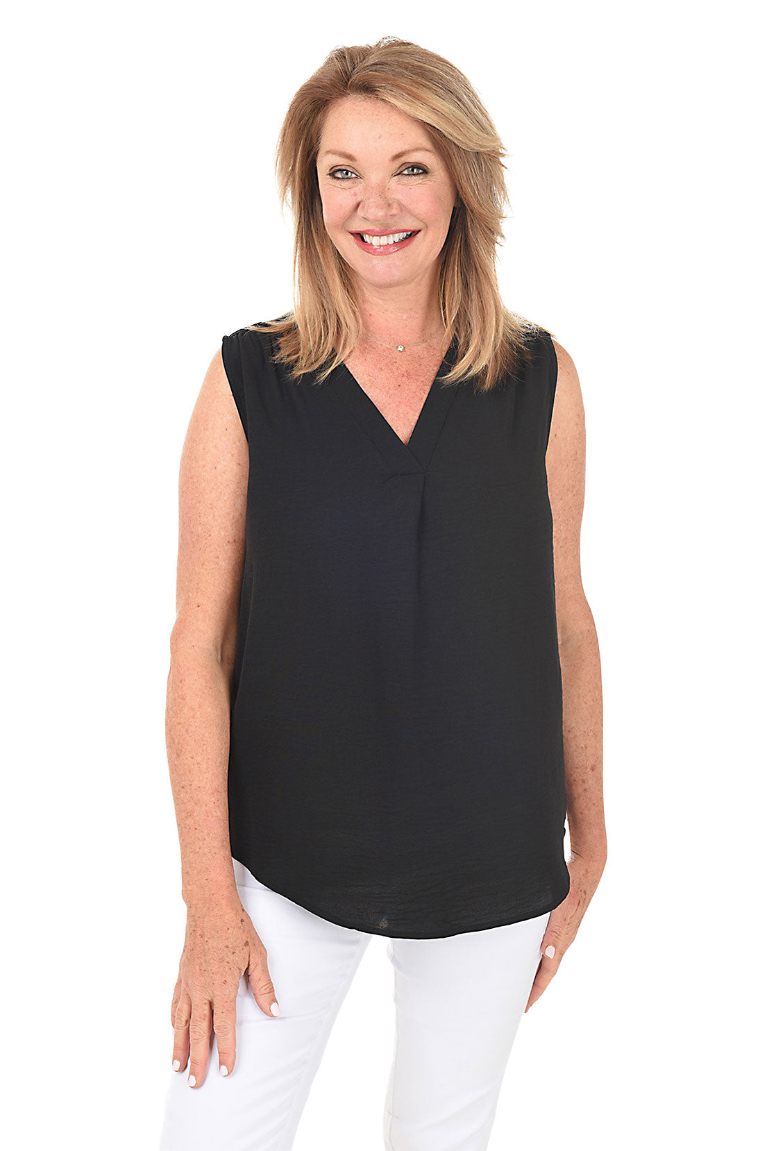Elegant Inverted Pleat Sleeveless Blouse for Women - Chic Office Wear & Summer Fashion Top - Perfect for Work, Parties, and Casual Outings