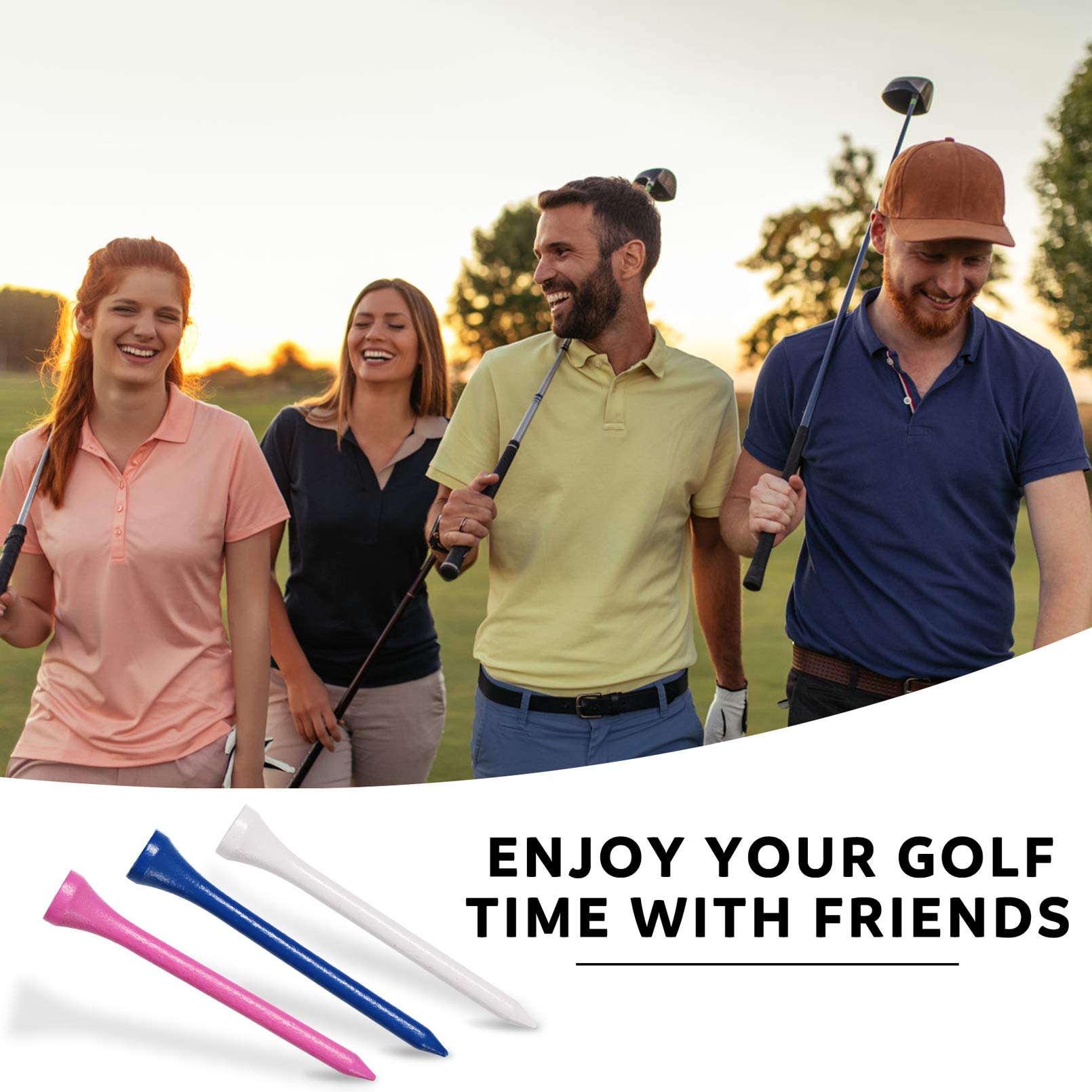 Premium 2 3/4 Inch Professional Wooden Golf Tees - 77 Count Pack (20+ Color Options) - Durable Hardwood Golf Accessories for Driving Range & Tournament Play