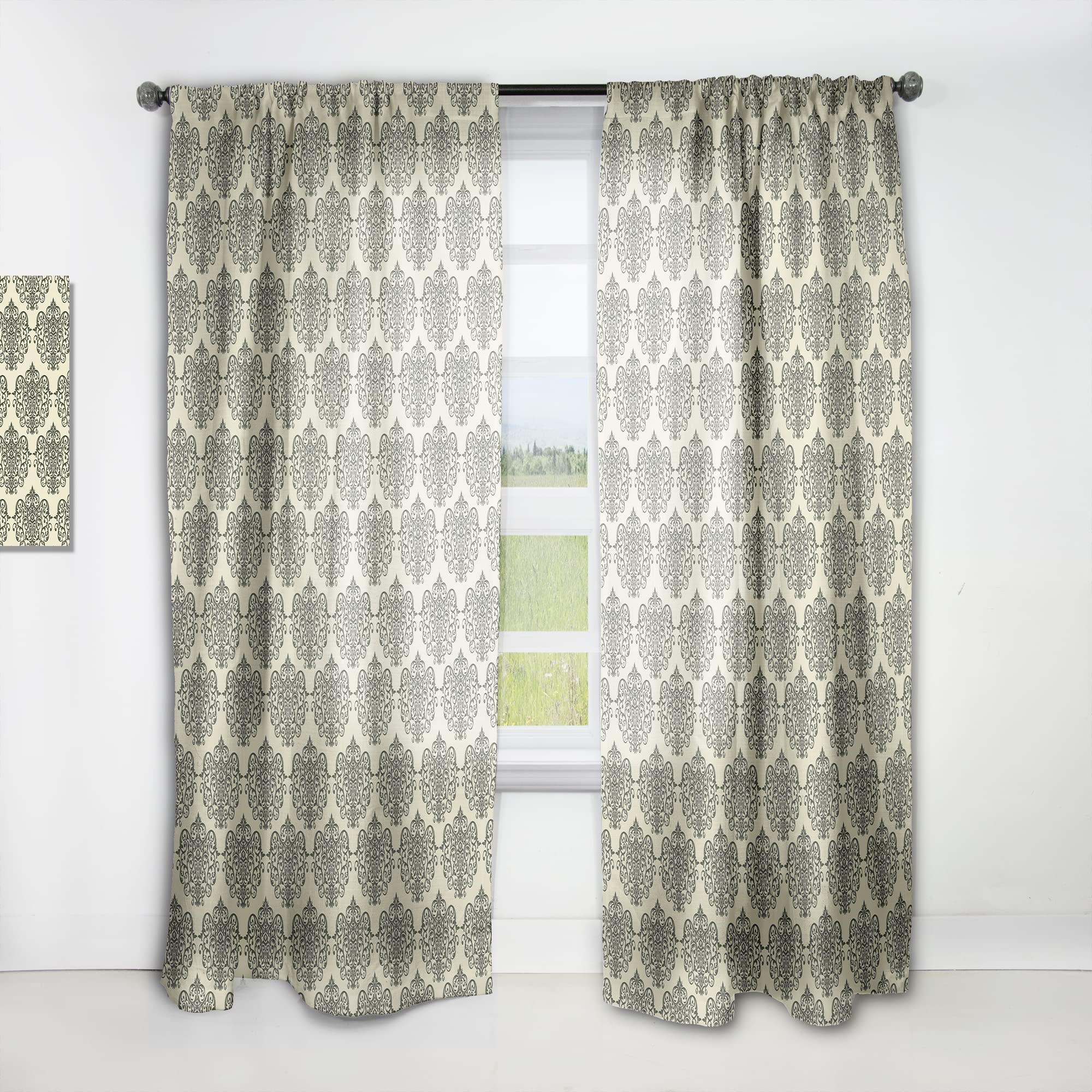 DesignQ Thermal Insulated Curtains - Abstract Retro Pattern III - 52x84 Inch Single Panel Window Drapes for Bedroom & Living Room - Energy Saving & Blackout for Home Decor