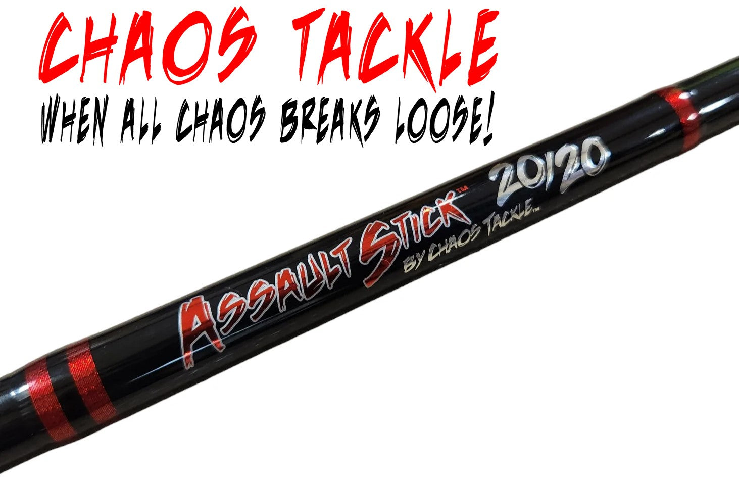 Chaos Tackle Assault Stick 20/20 Fishing Rods with Full Grip - Perfect for Bass, Walleye & Freshwater Fishing