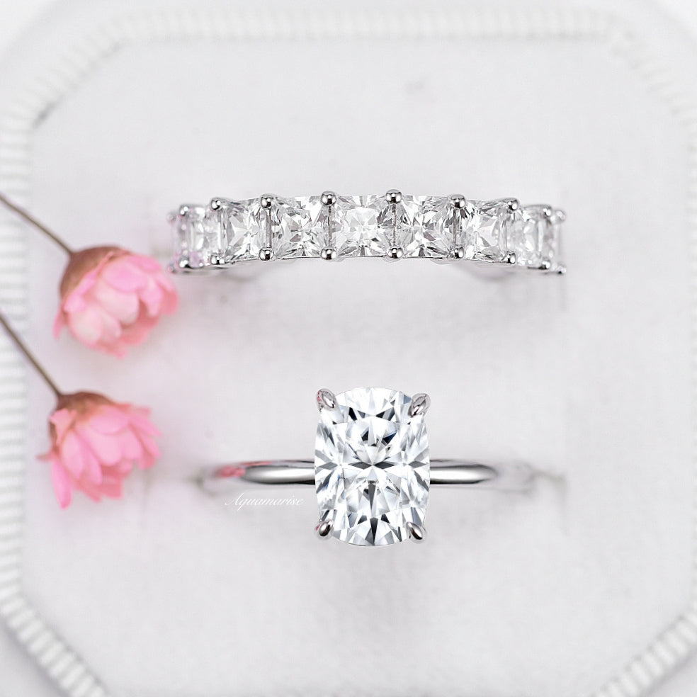 2CT Elongated Cushion Cut Moissanite Solitaire Engagement Ring in 14K White Gold - Perfect for Proposals, Anniversaries & Bridal Jewelry