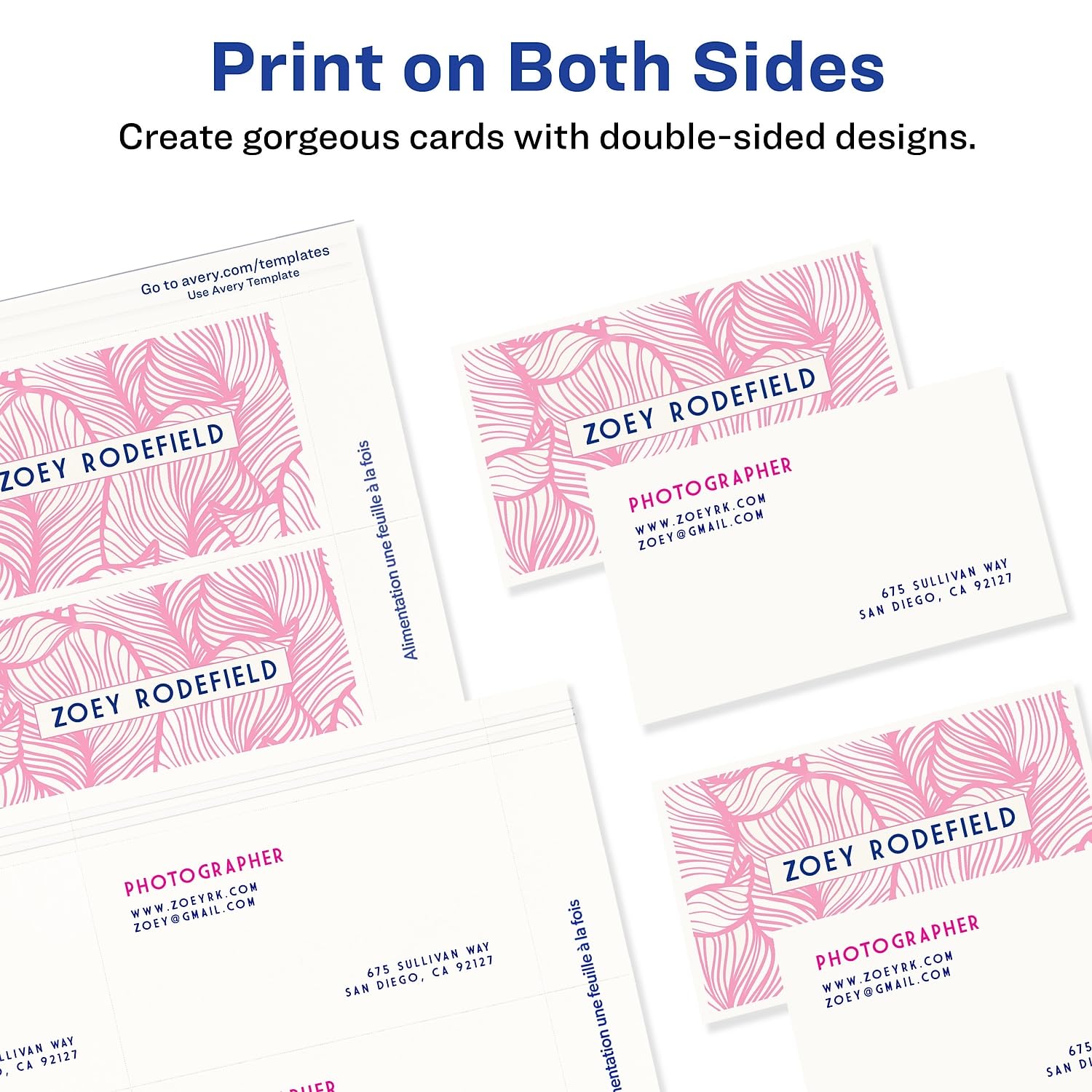 AVERY AVE5870 Double-Sided Printable Business Cards with Clean Edge - Premium Quality for Networking, Marketing & Professional Branding