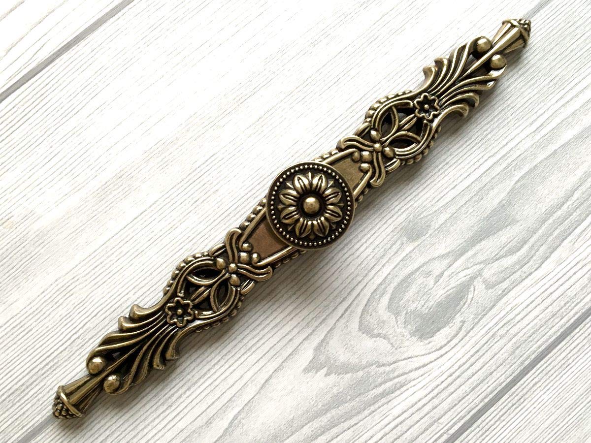 Vintage Bronze Dresser Knobs - Antique Drawer Pulls for Rustic Kitchen Cabinets & Furniture Hardware