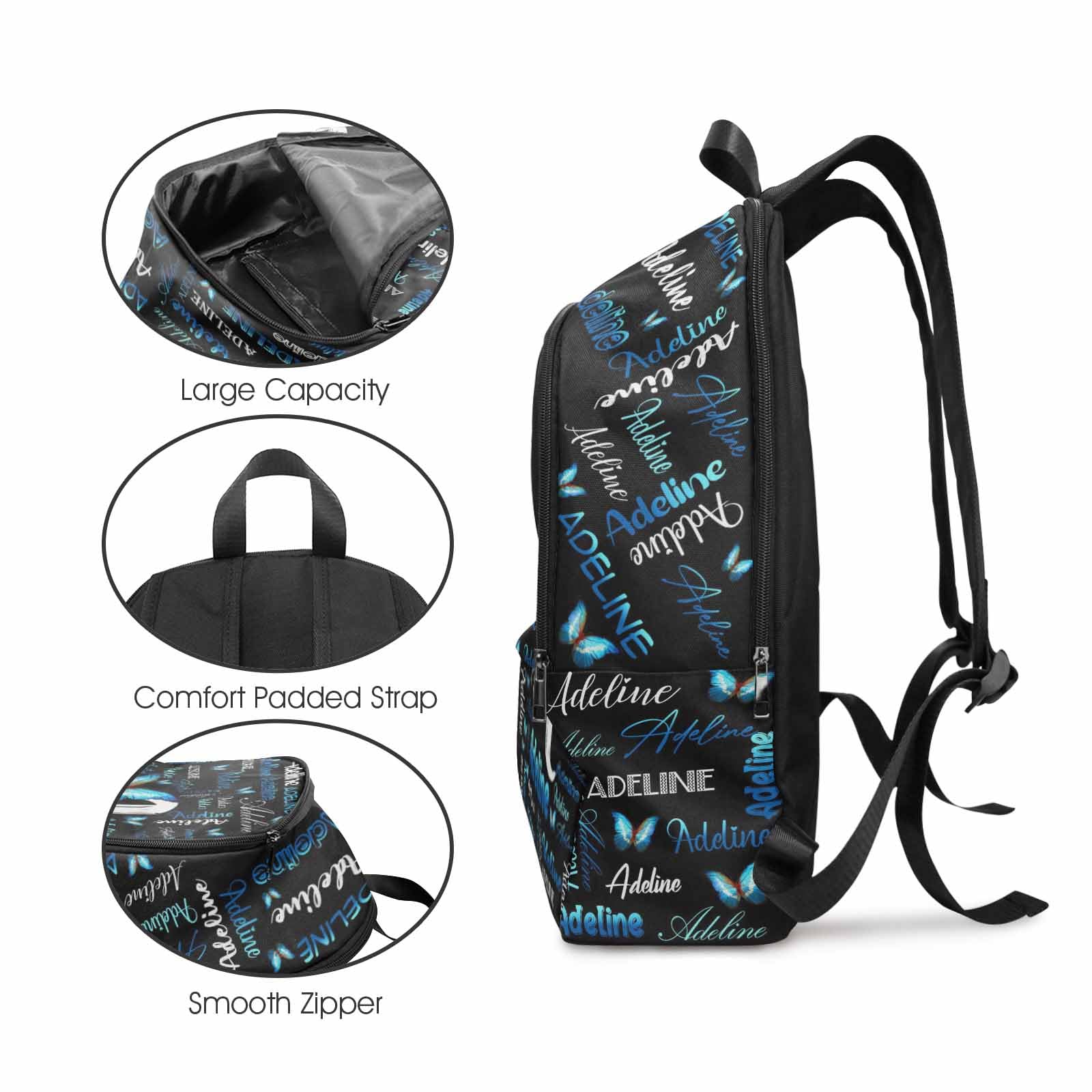 Custom Kids Backpack with Personalized Name - Blue Initial School Bag for Boys & Girls, Durable Daypack for Travel, School, Picnic & Laptop Use | Perfect Gift for Daughter, Son & Teens