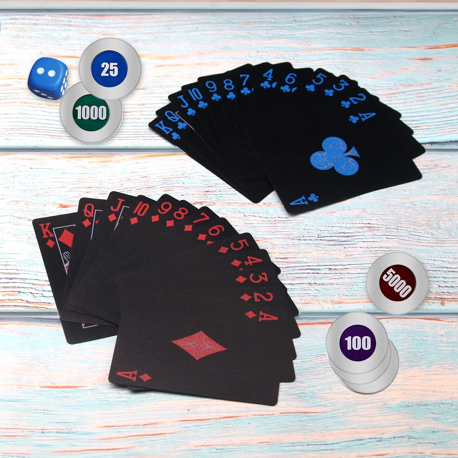 INTEGEAR 2 Decks Plastic Playing Cards - Waterproof, Durable Premium Poker Cards for Adults | Casino Night, Poker Parties, Card Games & Magic Tricks
