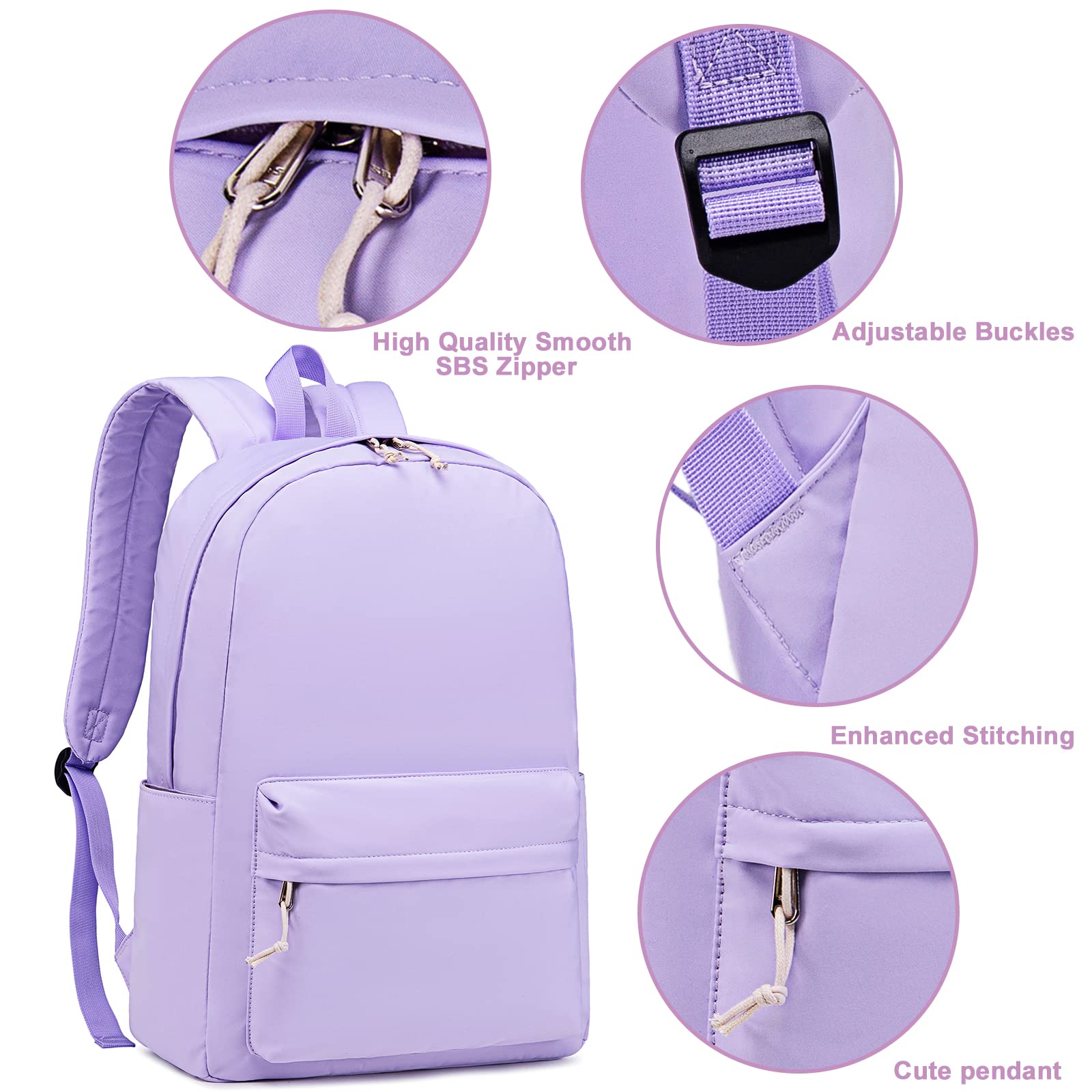 Teen Girls School Backpack - Laptop Bookbag for Travel & College (Purple)