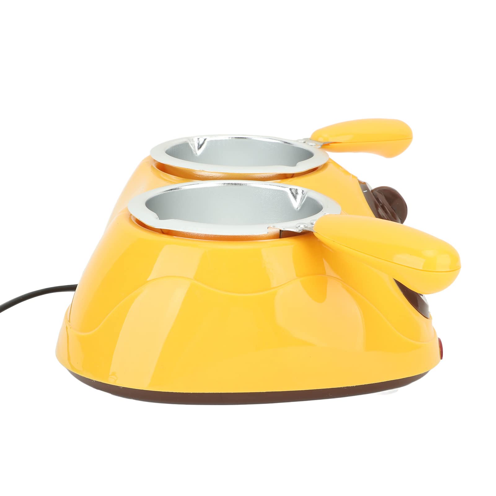 Jeanoko Electric Chocolate Fondue Melter - Double Pot Chocolate Melting Machine for Candy, Desserts & DIY Treats - Perfect for Parties, Holidays & Family Gatherings (Yellow)
