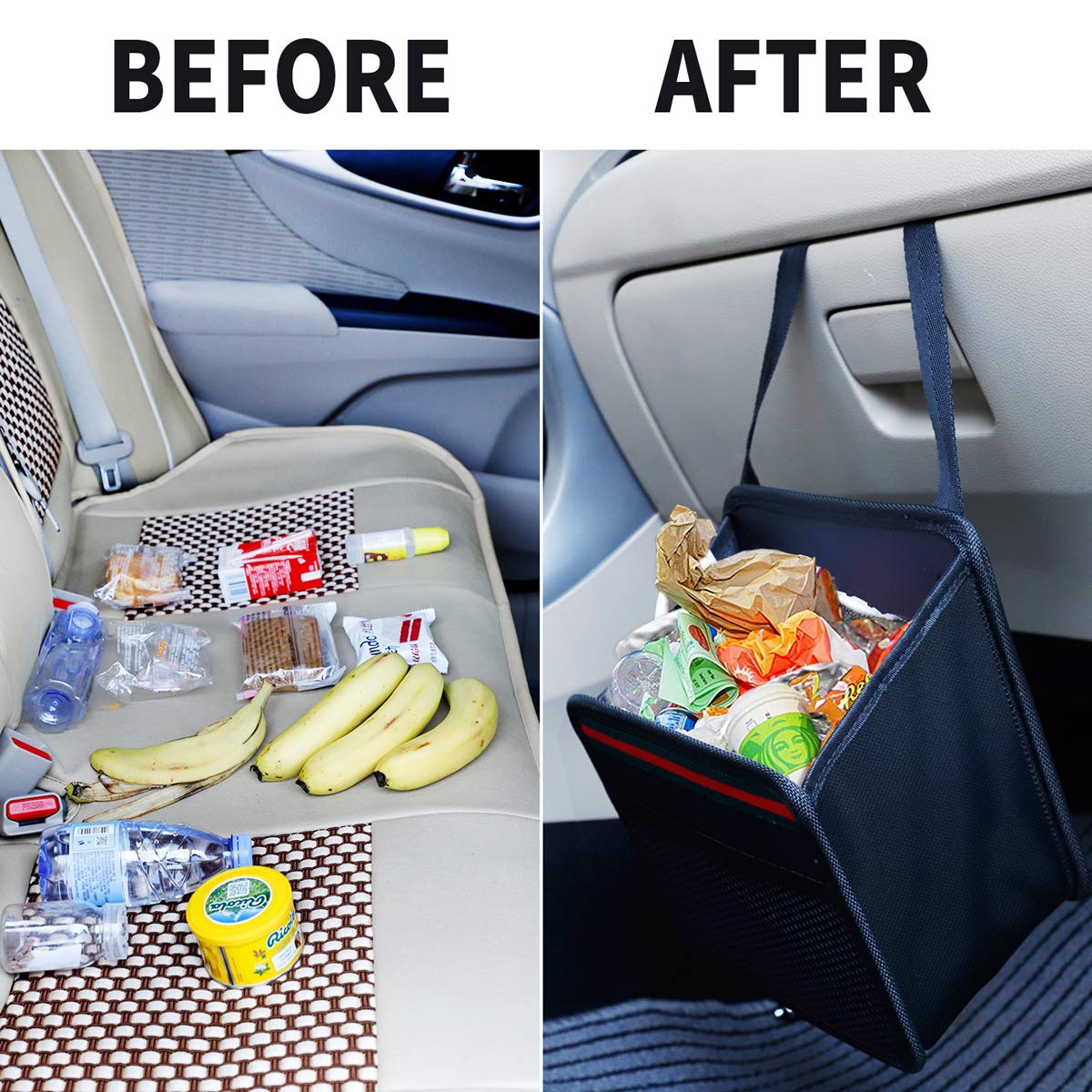 Premium Hanging Car Back Seat Organizer - Waterproof, Odorless Fabric Storage Bag (9X7.8 in, Black) | Perfect for Road Trips, Family Travel & Daily Commute | Keep Your Car Clean & Organized