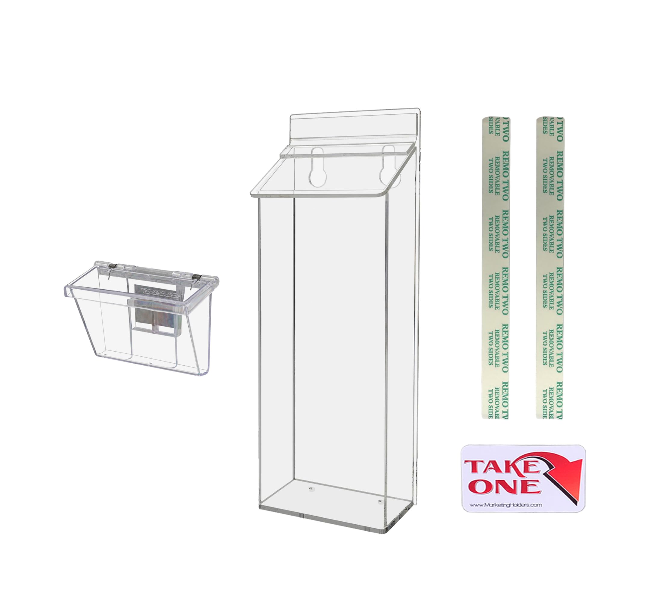 4-Pack Clear Acrylic Brochure Holders with Lid - Wall Mounted Display Rack for 4
