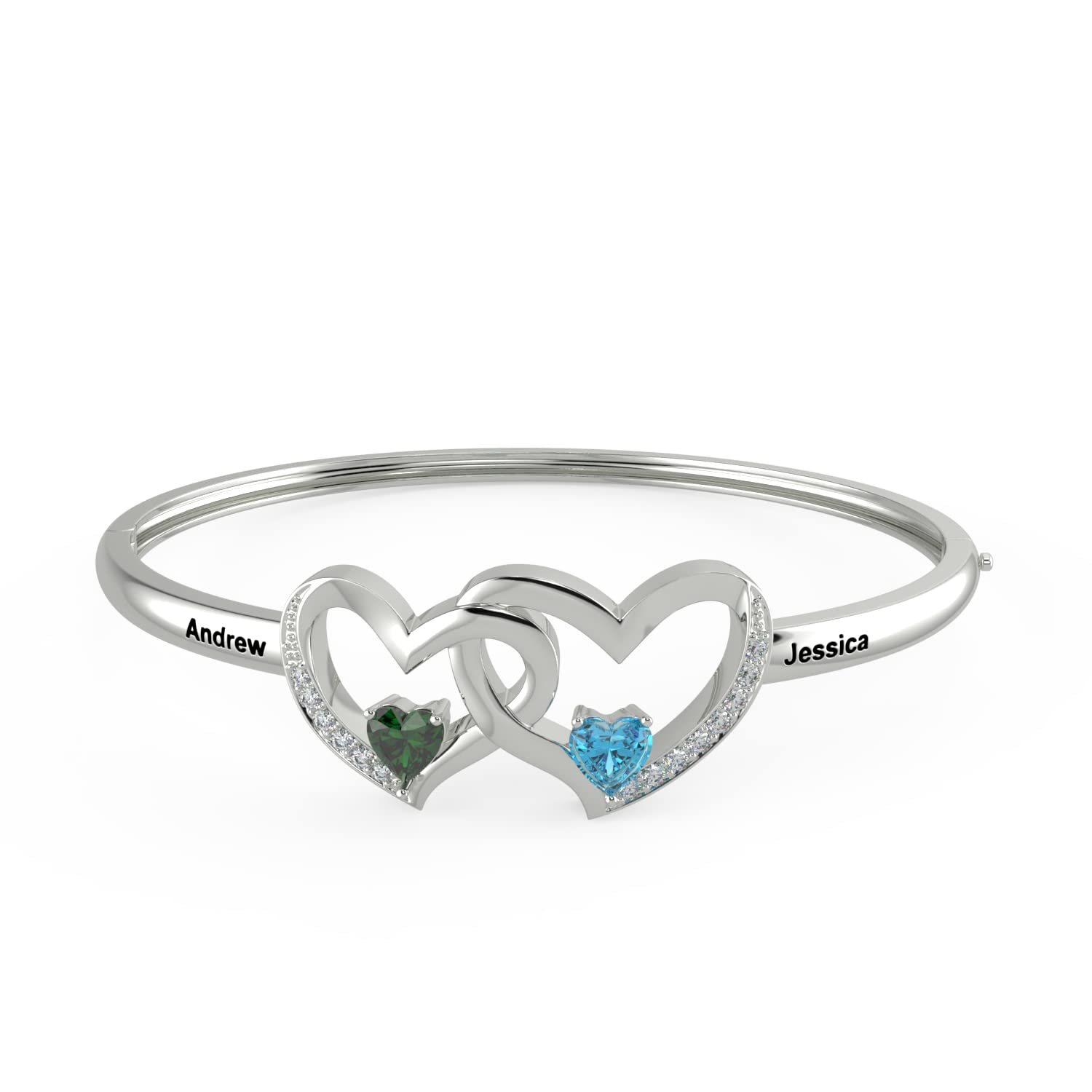Personalized Heart to Heart Name Bracelet for Women - Custom Birthstone Jewelry Gift for Mom, Sister, Wife | Birthday, Anniversary Present | Perfect for Everyday Wear & Special Occasions