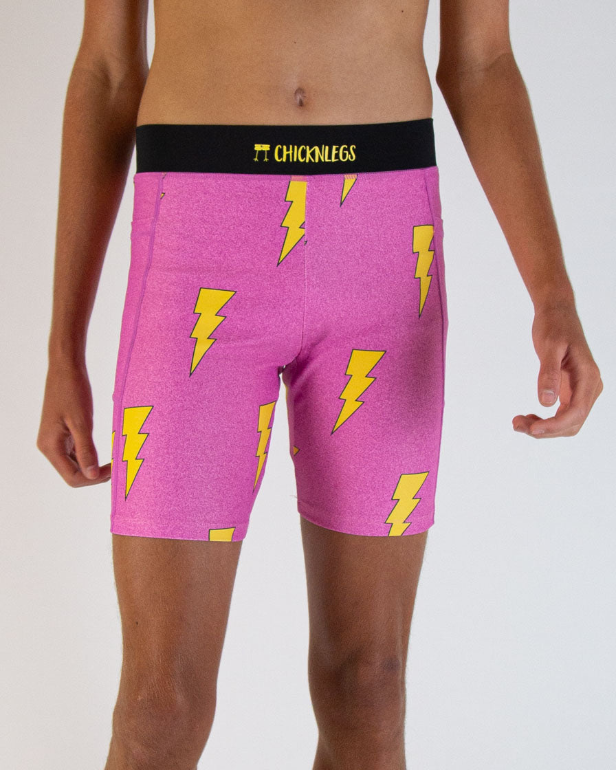 Men's Running Half Tights with Pink Bolts Design - 8