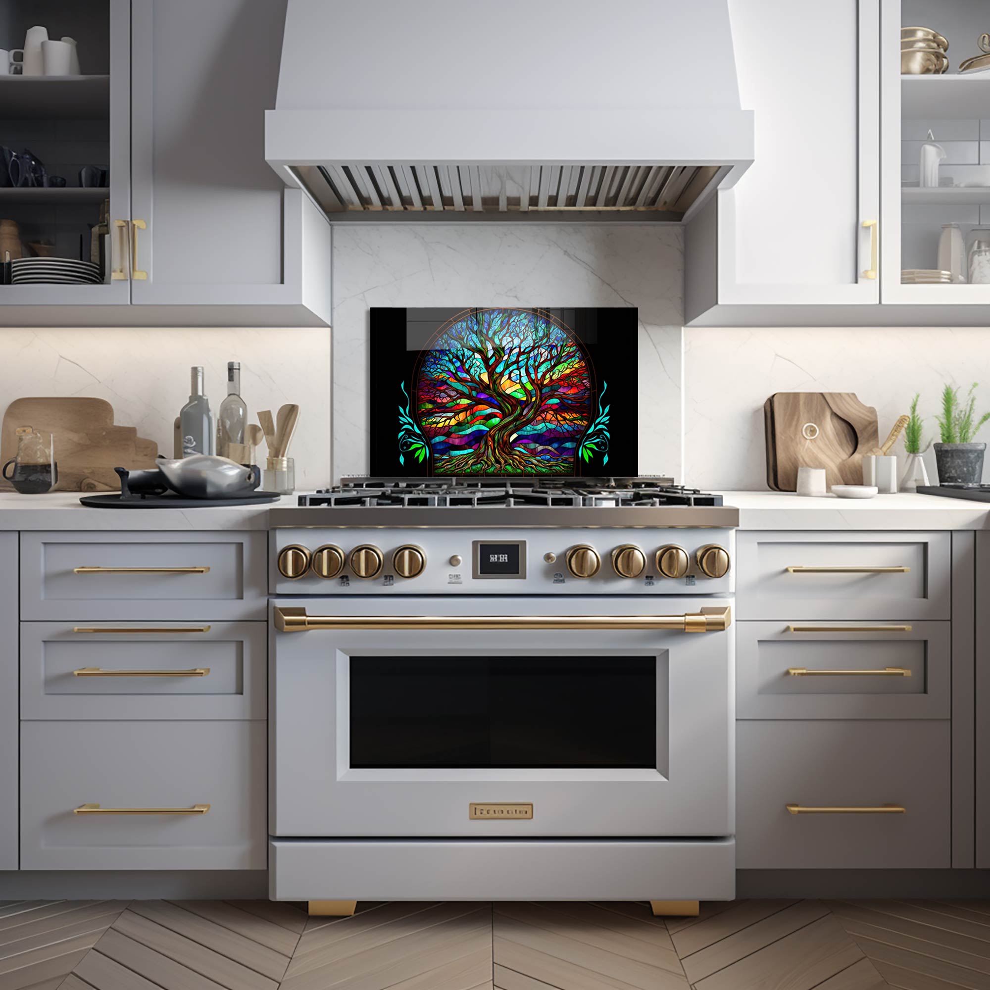 Tree of Life Glass Splashback - Elegant Kitchen Backsplash for Modern Homes | Perfect for Stove & Sink Protection