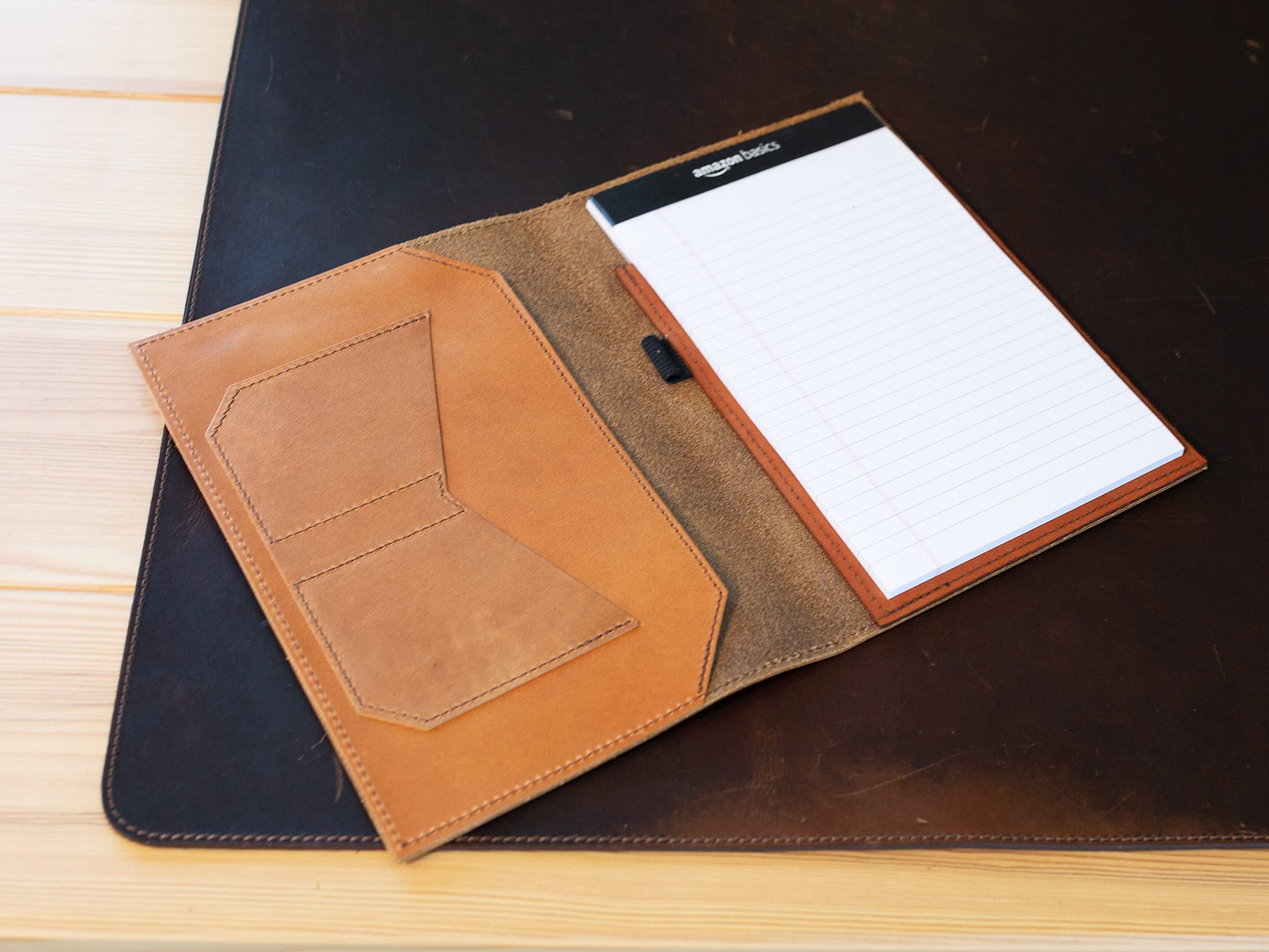Premium Leather Notepad Holder - Legal Pad & Notebook Organizer - Handcrafted Crazy Horse Leather Padfolio - Business & Office Gift - Made in USA (Wheat) - Perfect for Meetings, Presentations & Professional Use
