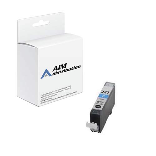 AIM Compatible Replacement Ink Cartridge for Innovera IVRCNCLI221C & Canon CLI-221C - Cyan Inkjet Printer Supplies for Home Office Printing